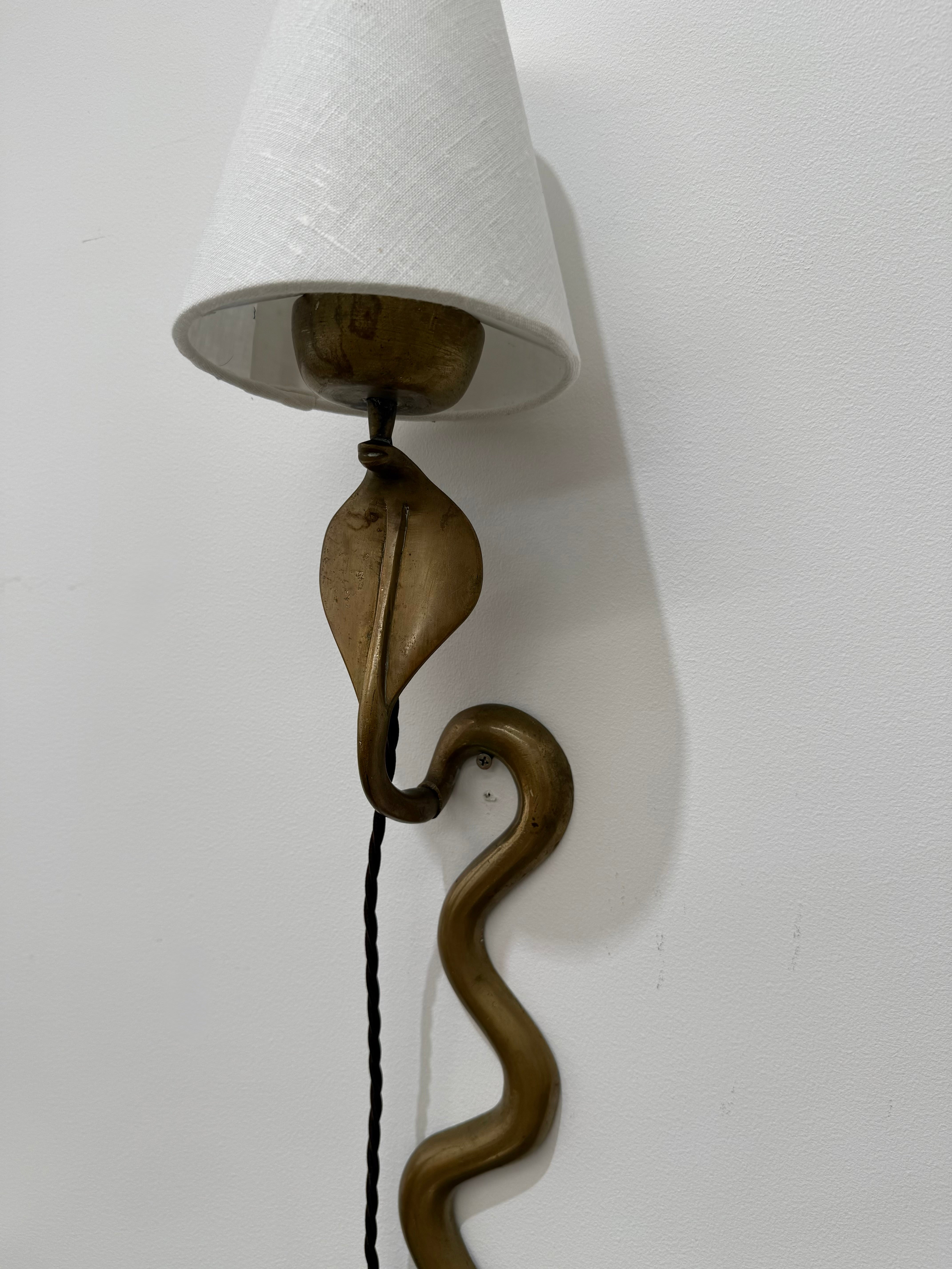 1960’s French Brass Cobra Candle Wall Light - Two Available