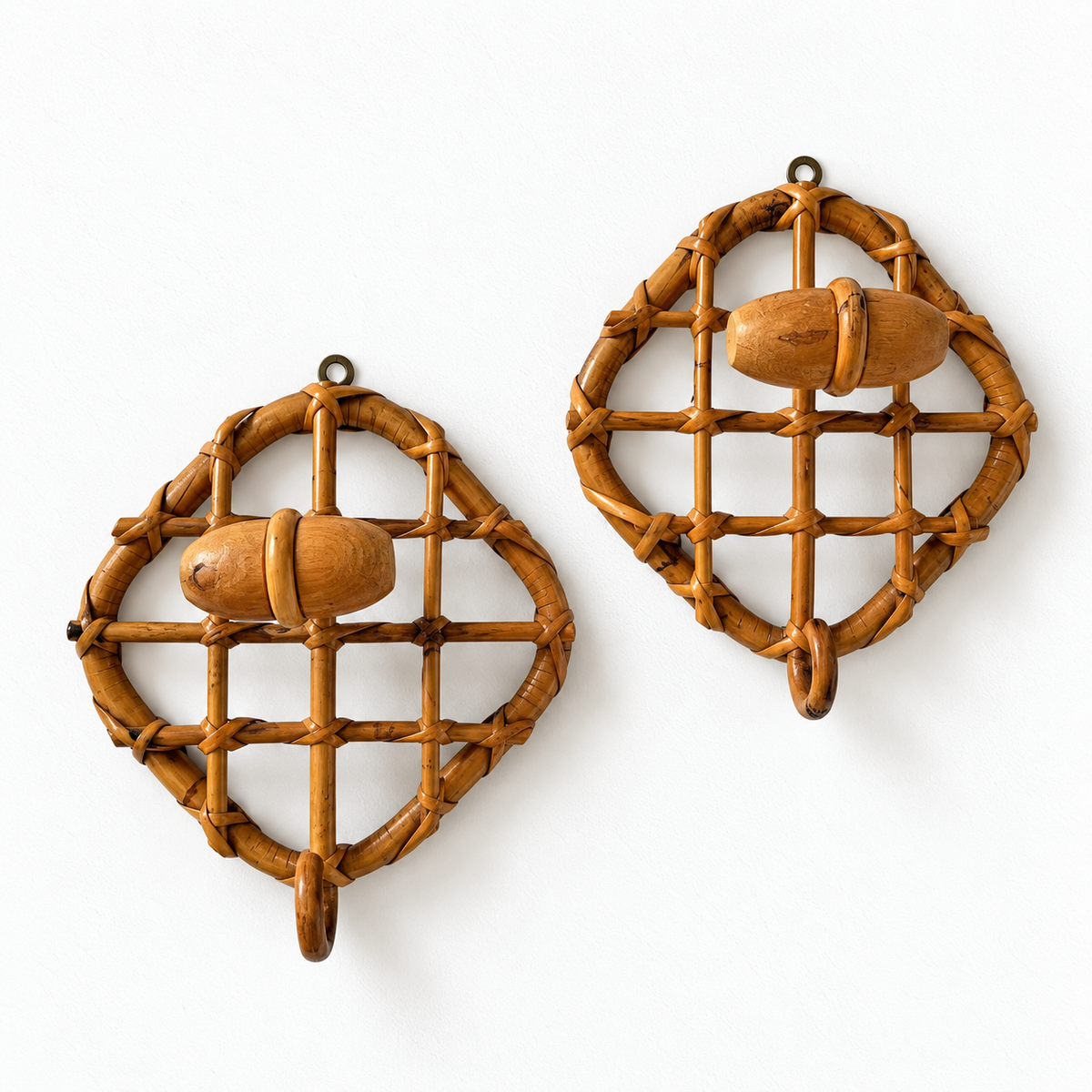 Italian Bamboo Coat Hook by Bonacina - Two Available