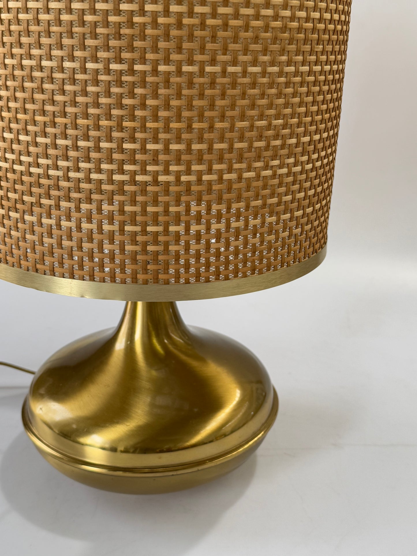 Vintage Italian Brass and Rattan Lamp