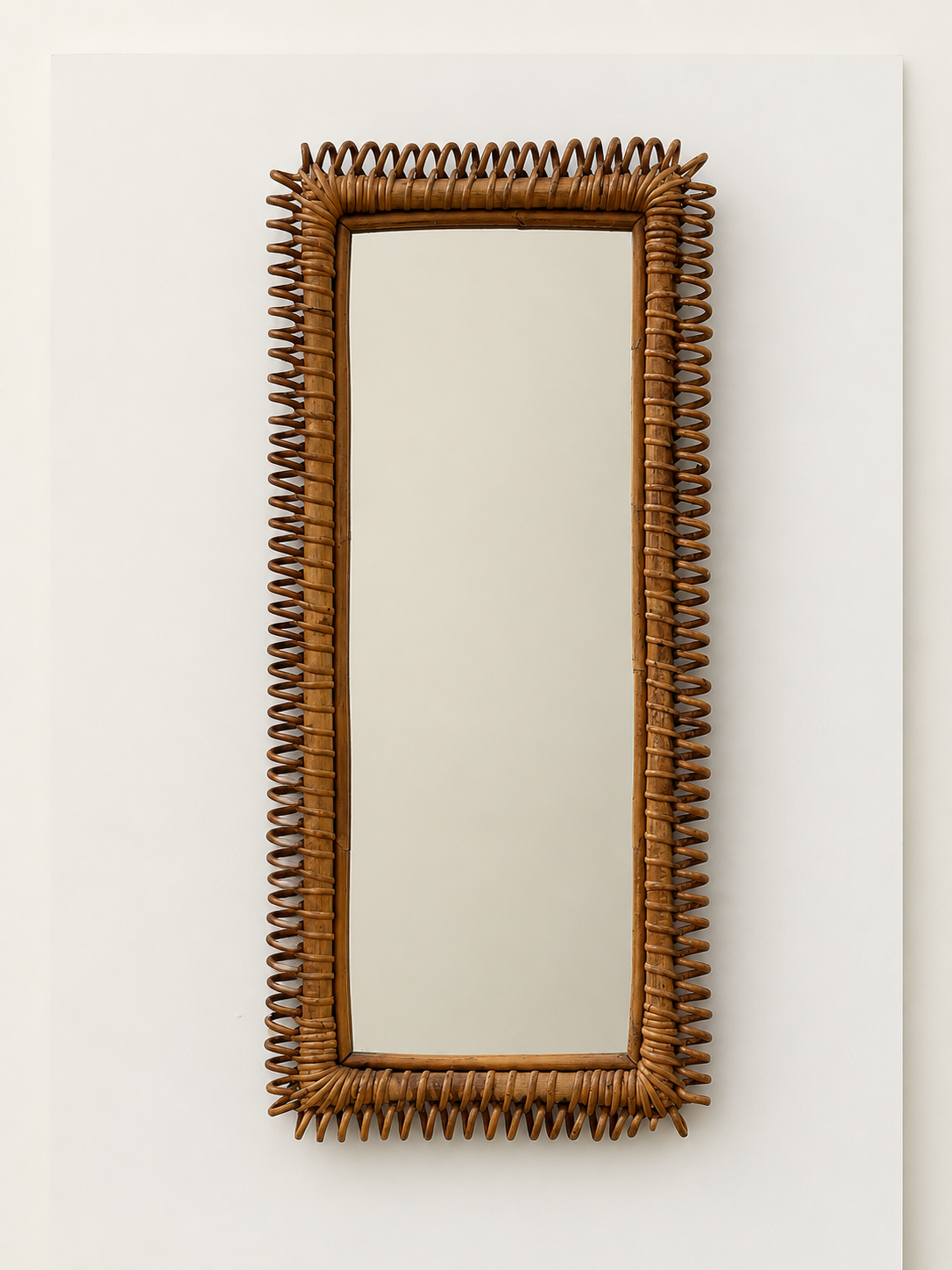 Large Italian Bamboo Mirror by Franco Albini