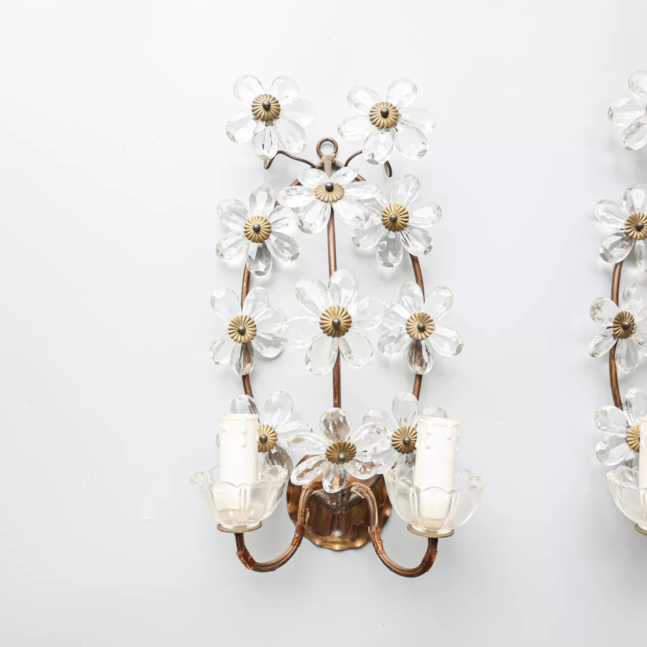Pair of Italian Glass Flower Wall Lights