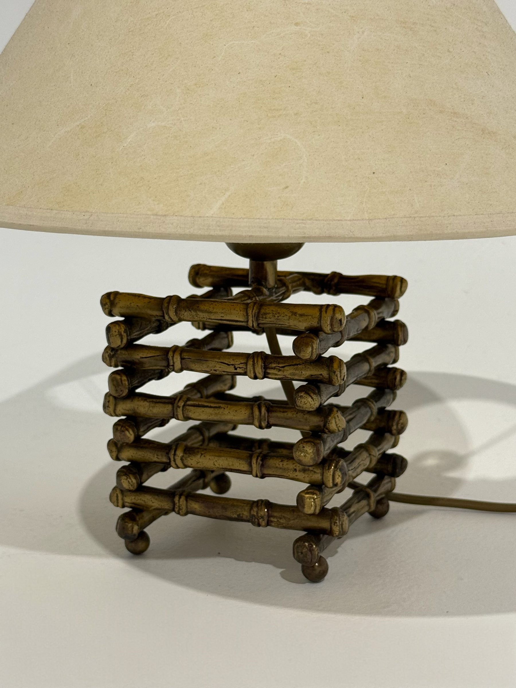 Vintage Brass Faux Bamboo Lamp