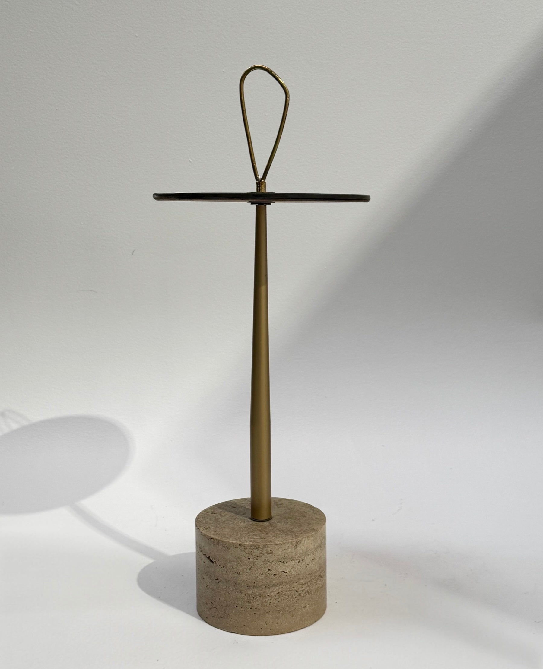 Vintage Travertine & Glass Side Table - Two Available