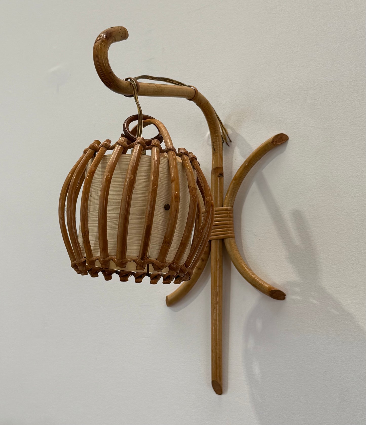 1970’s French Bamboo Wall Lights by Louis Sognot