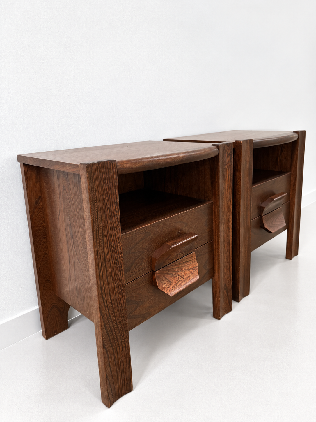 Pair of Elm Bedside Cabinets by Maison Regain