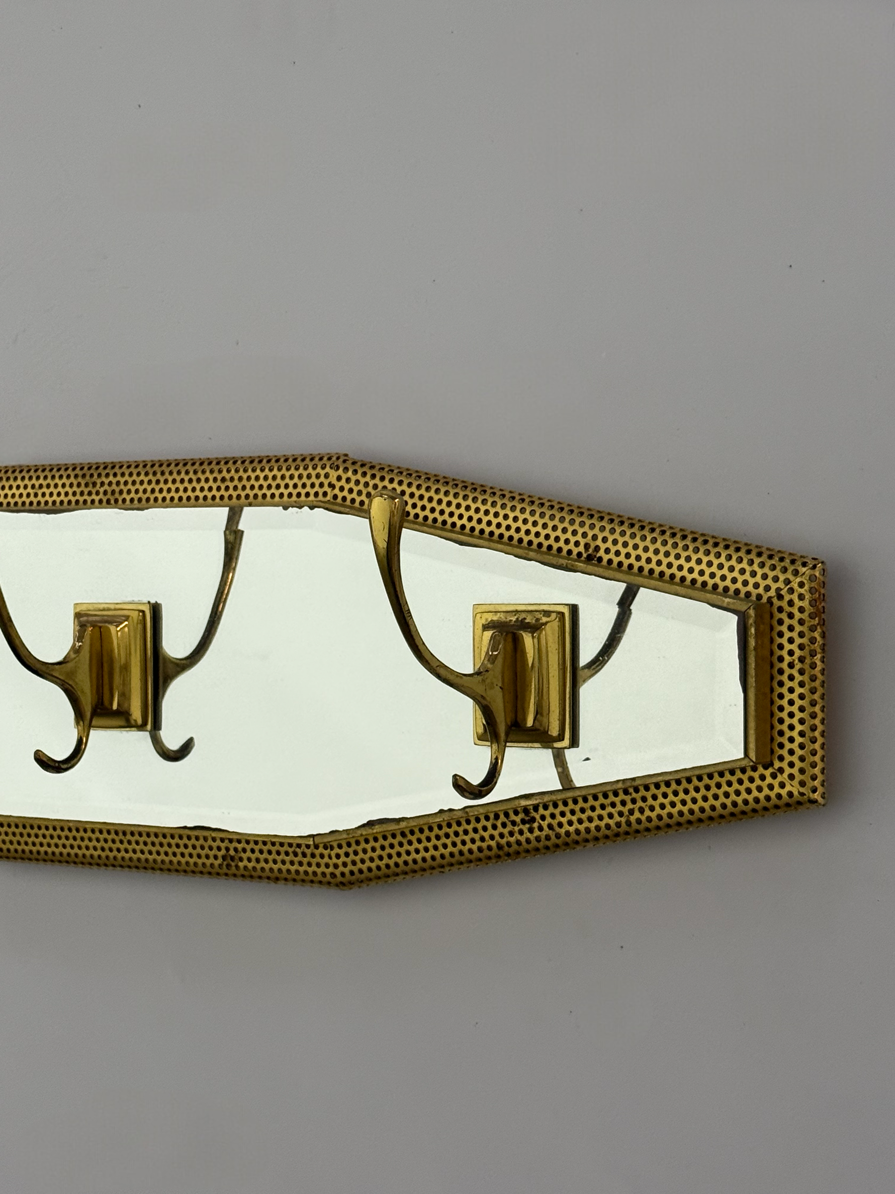 Vintage Perforated Brass Coat Rack