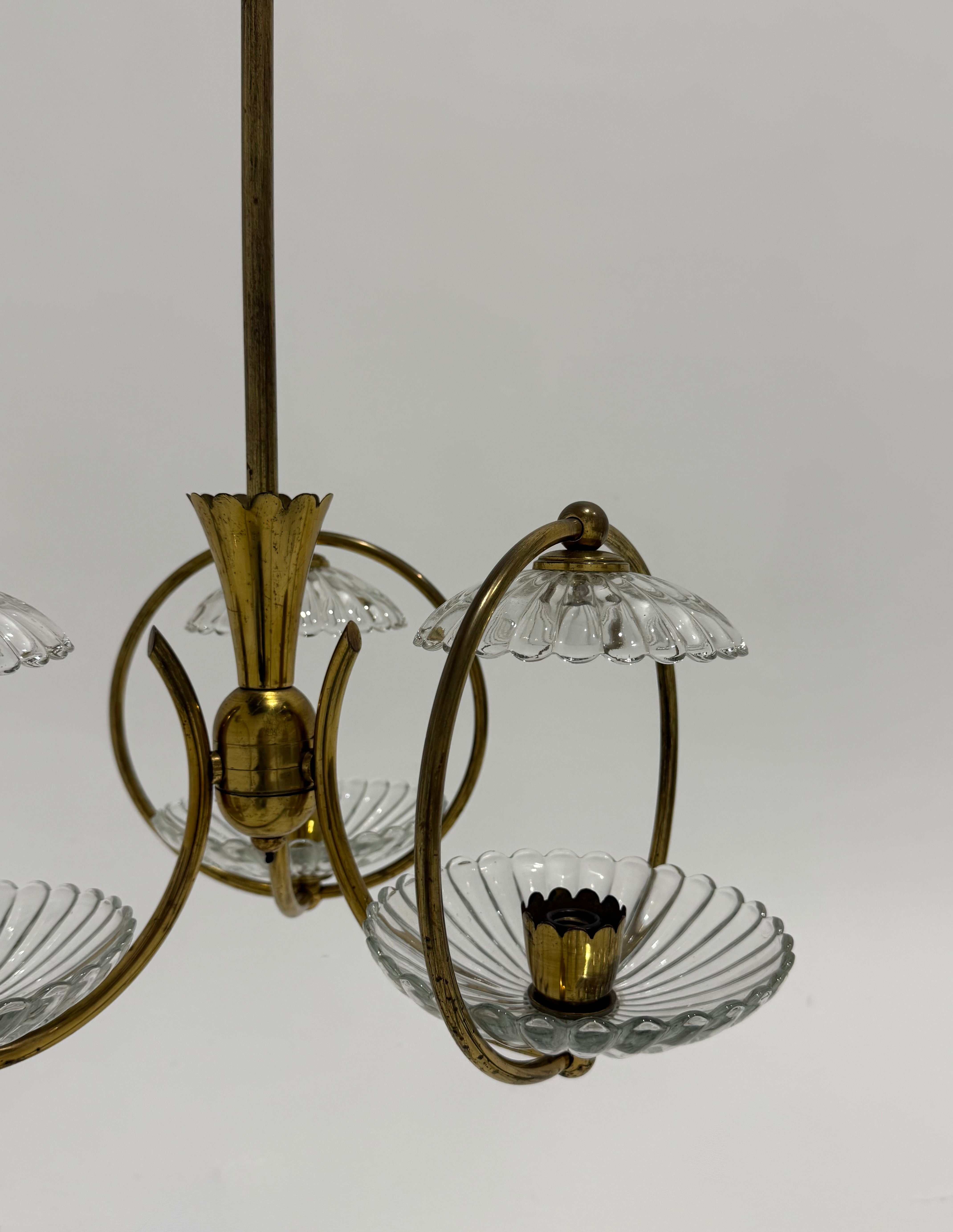Murano Glass Triple Bowl Pendant by Barovier