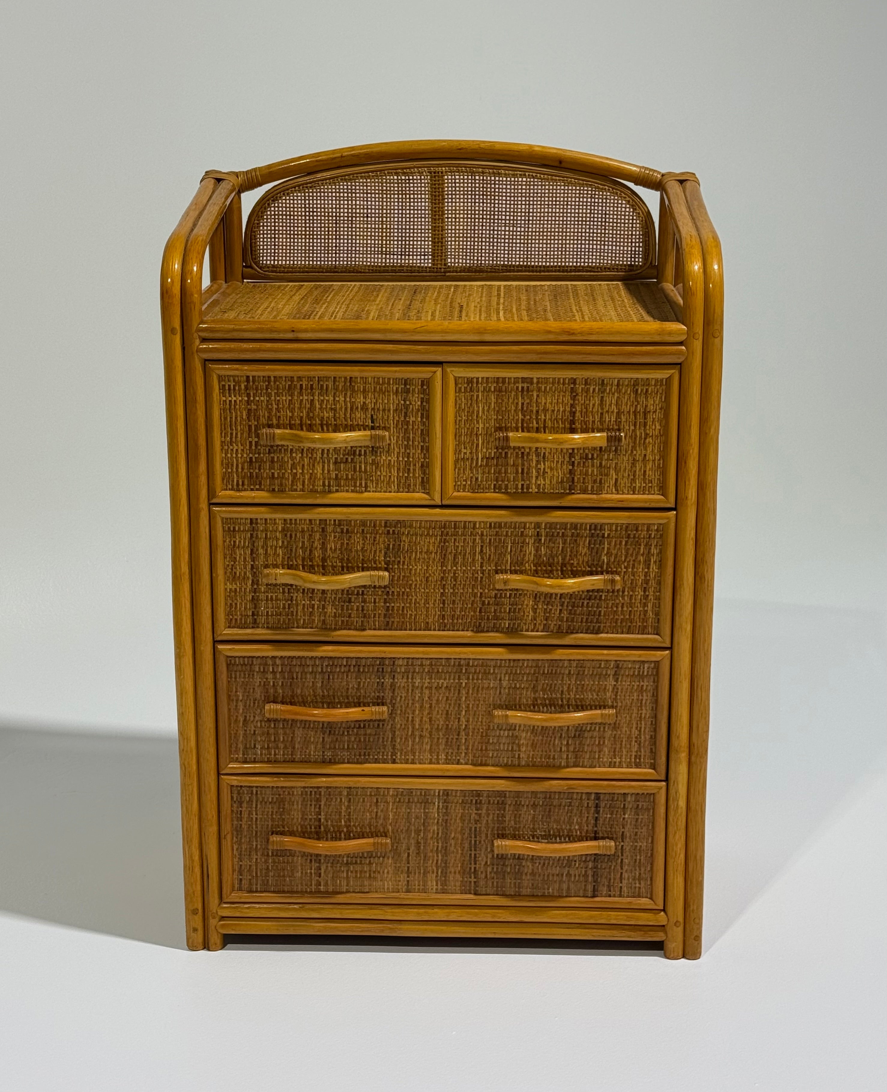 Vintage Bamboo Chest of Drawers - TWO Available