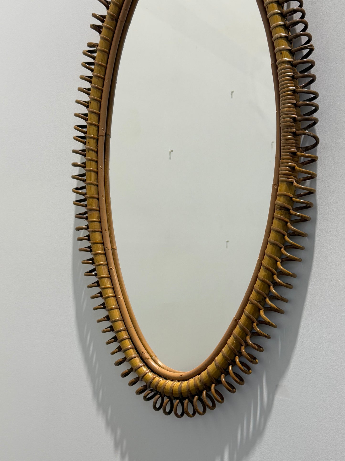 Large Italian Bamboo Mirror by Franco Albini