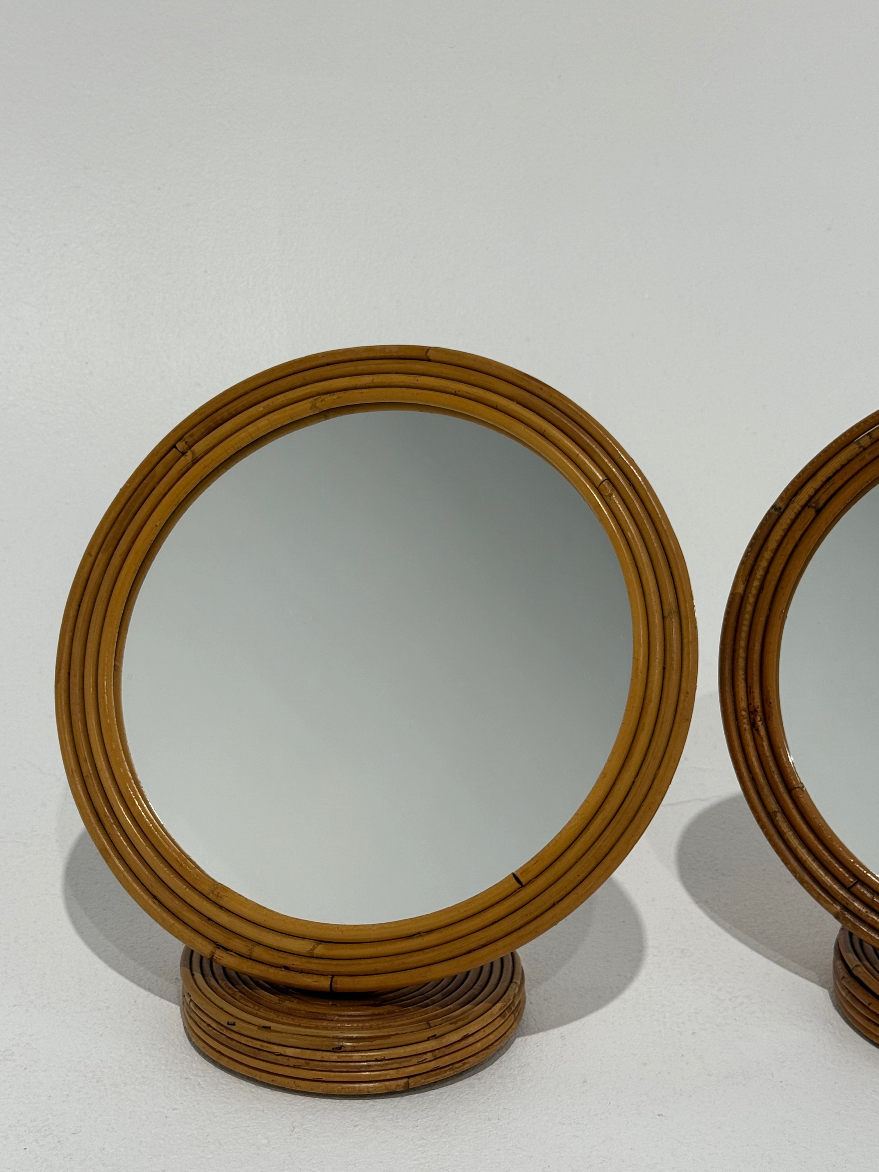 French Bamboo Vanity Mirror by Louis Sognot - Two Available