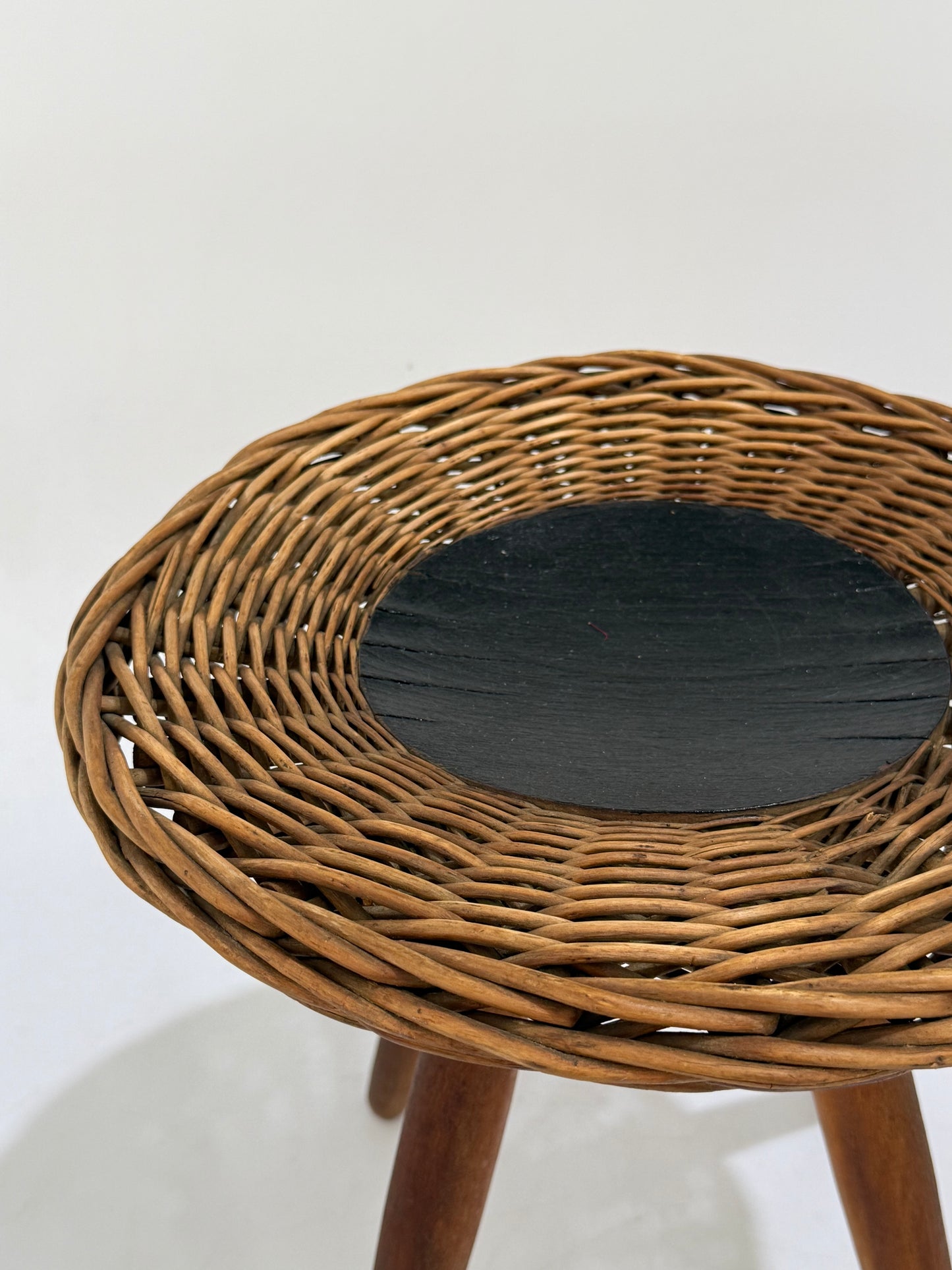 Vintage Wicker Stool by Jan Kalous