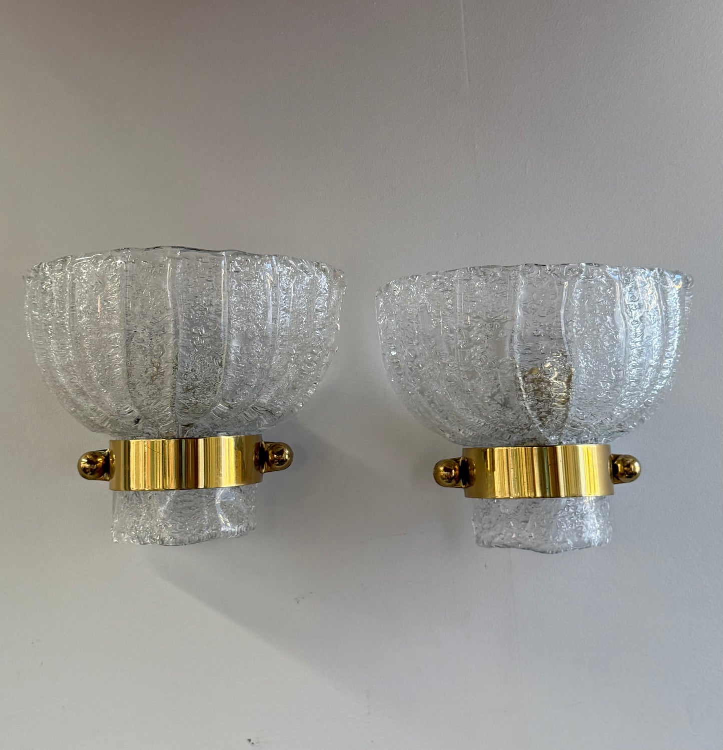 Pair of Murano Glass Wall Lights by Hillebrand