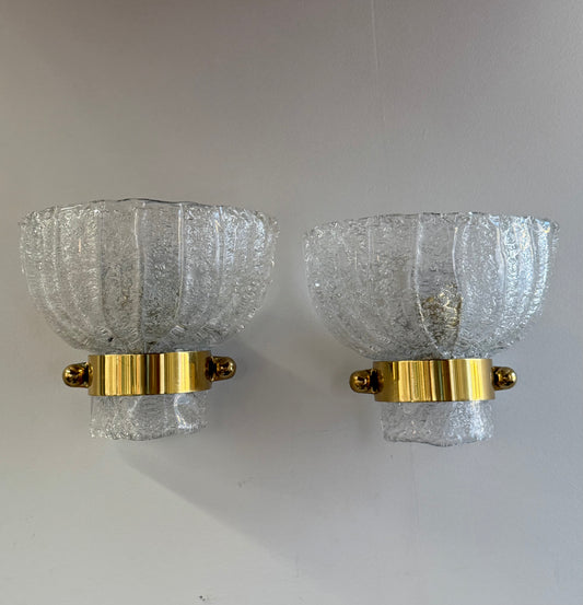 Pair of Murano Glass Wall Lights by Hillebrand