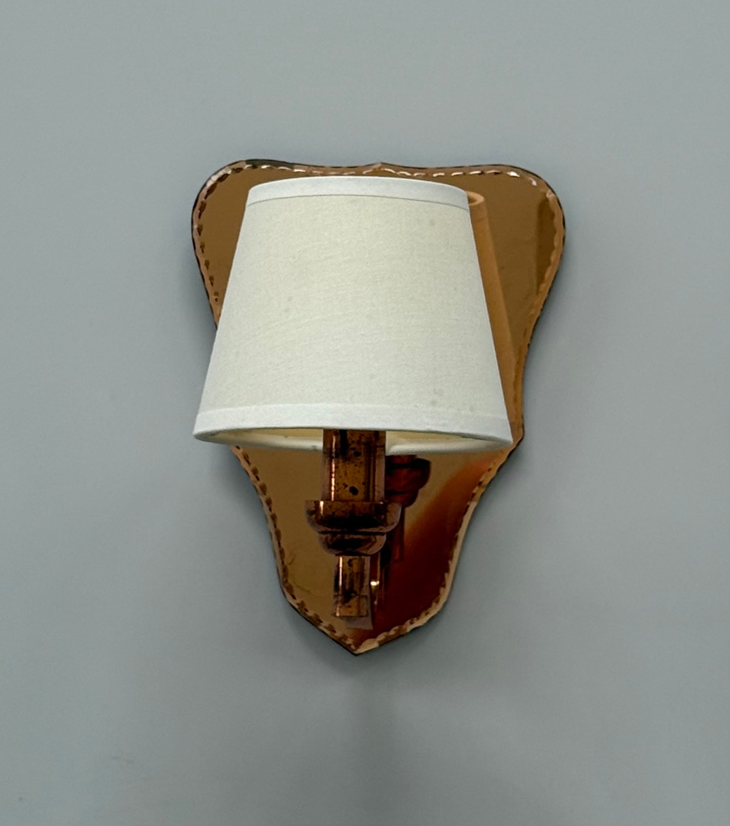 French Pink Glass Mirrored Wall Light