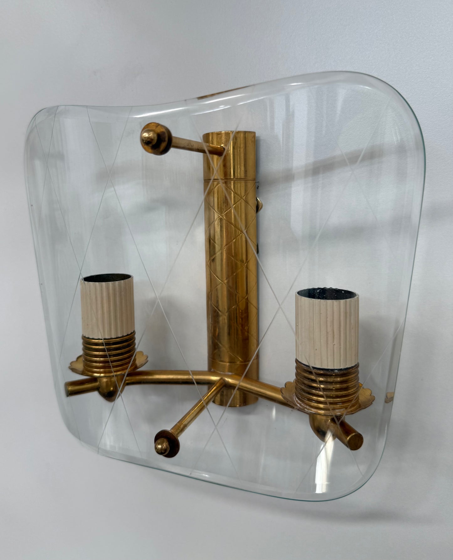 1950’s Italian Etched Glass Wall Lights - 3 Available