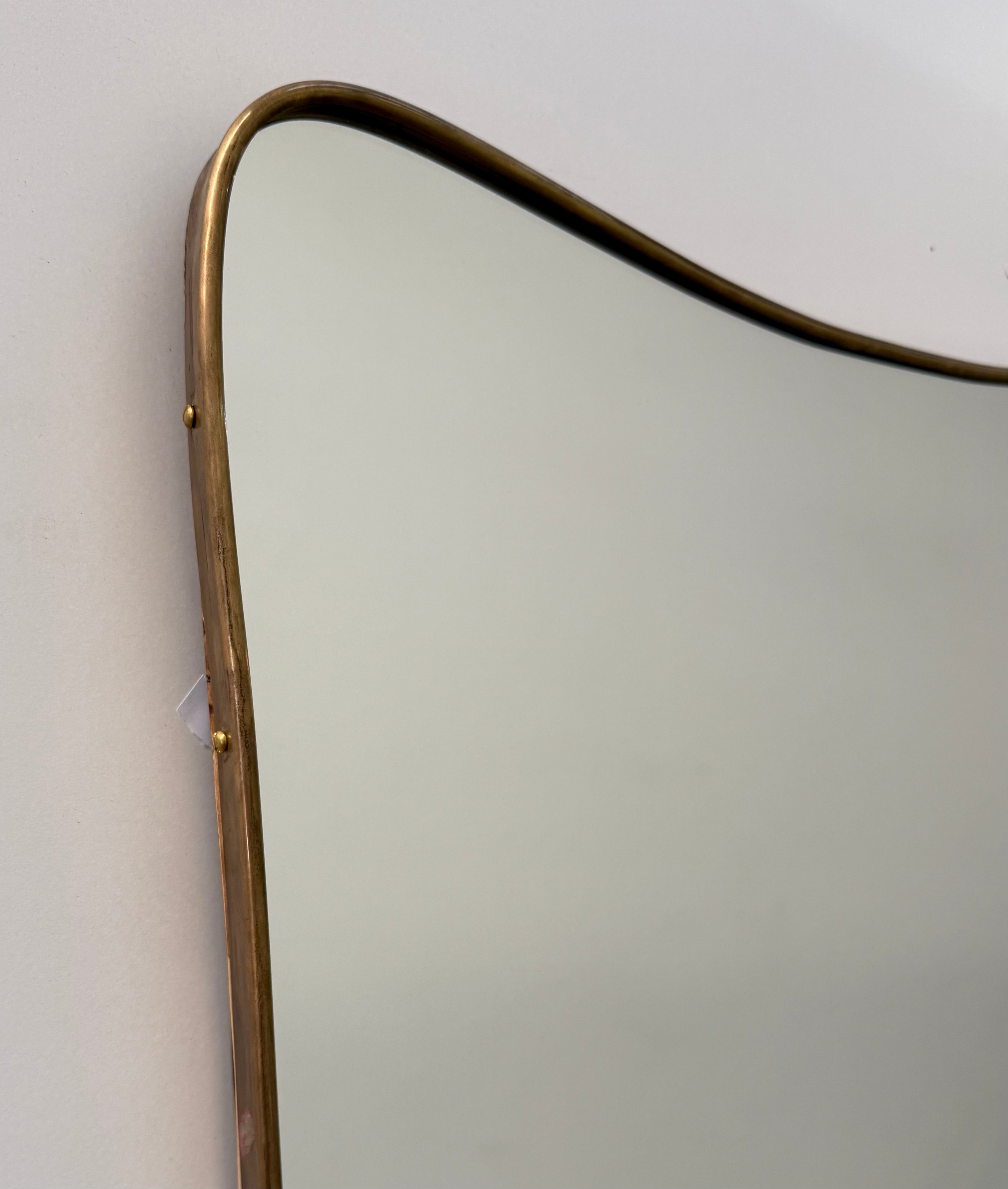 Vintage Italian Brass Shield Mirror