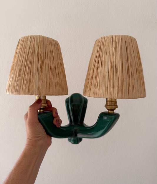 Pair of French Ceramic Wall Lights.