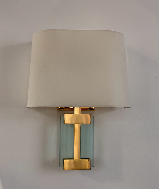 1960’s Italian Glass and Brass Wall Light - Two Available