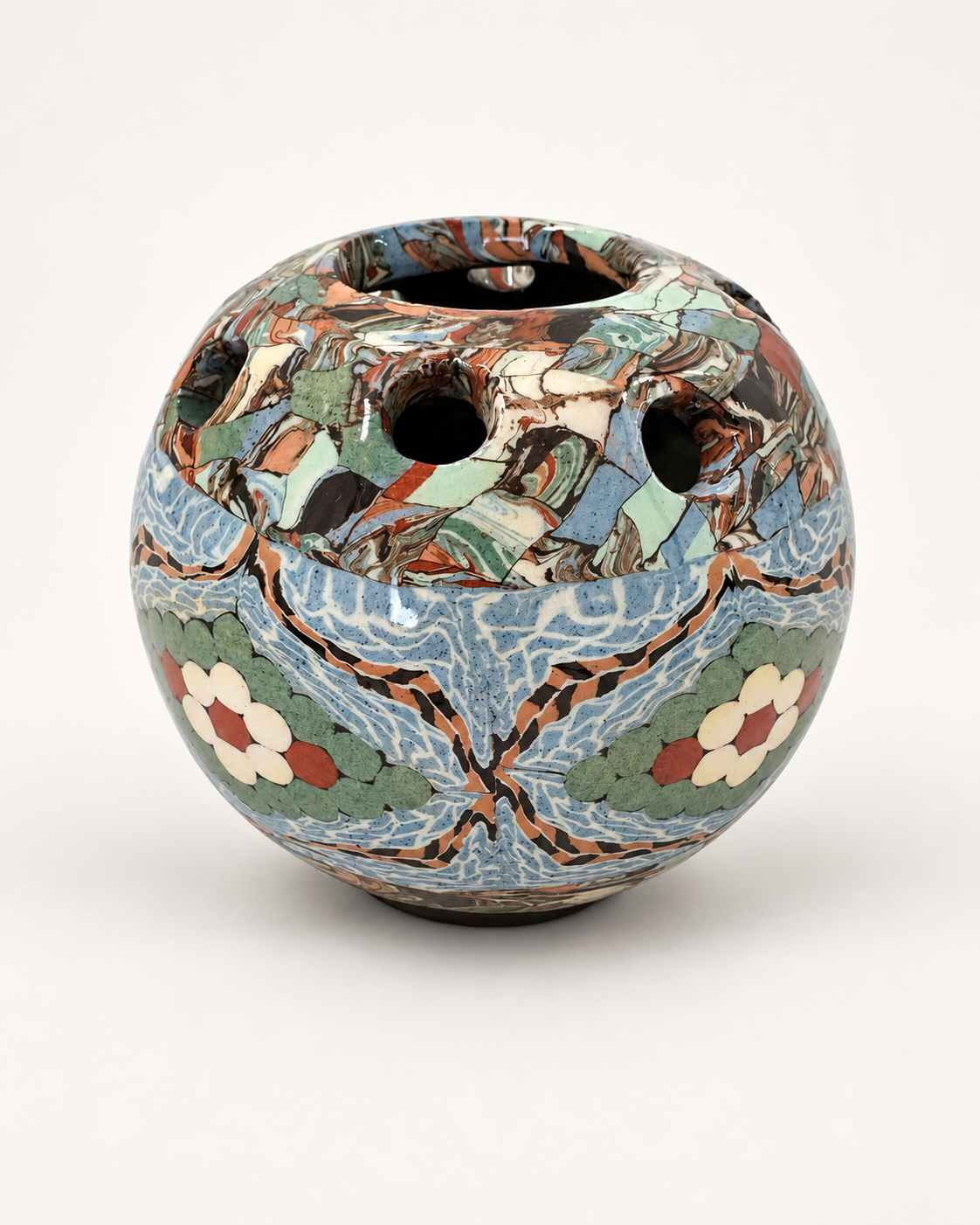 French Mosaic Ceramic Bud Vase by Jean Gerbino