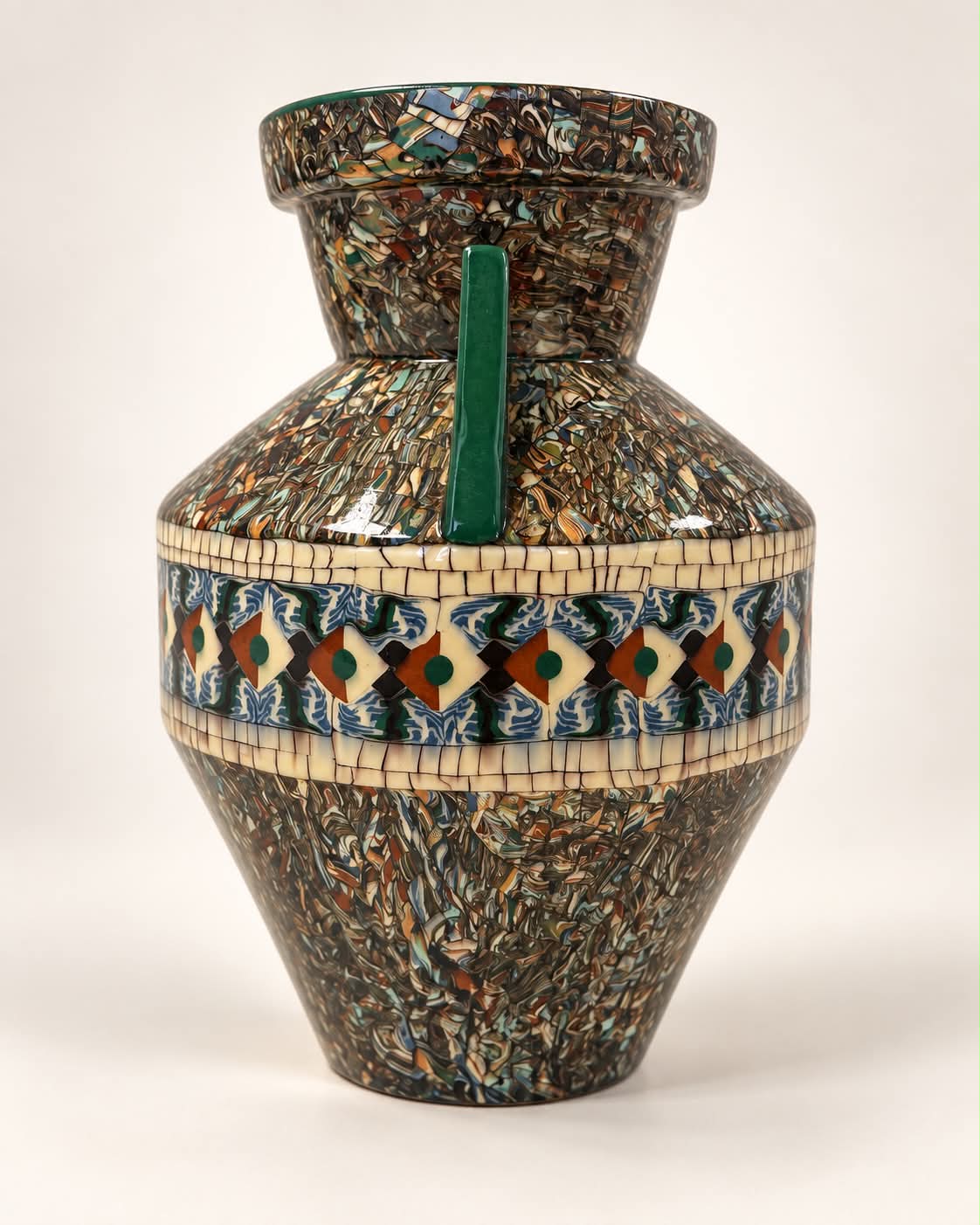 French Ceramic Mosaic Vase by Jean Gerbino, Vallauris