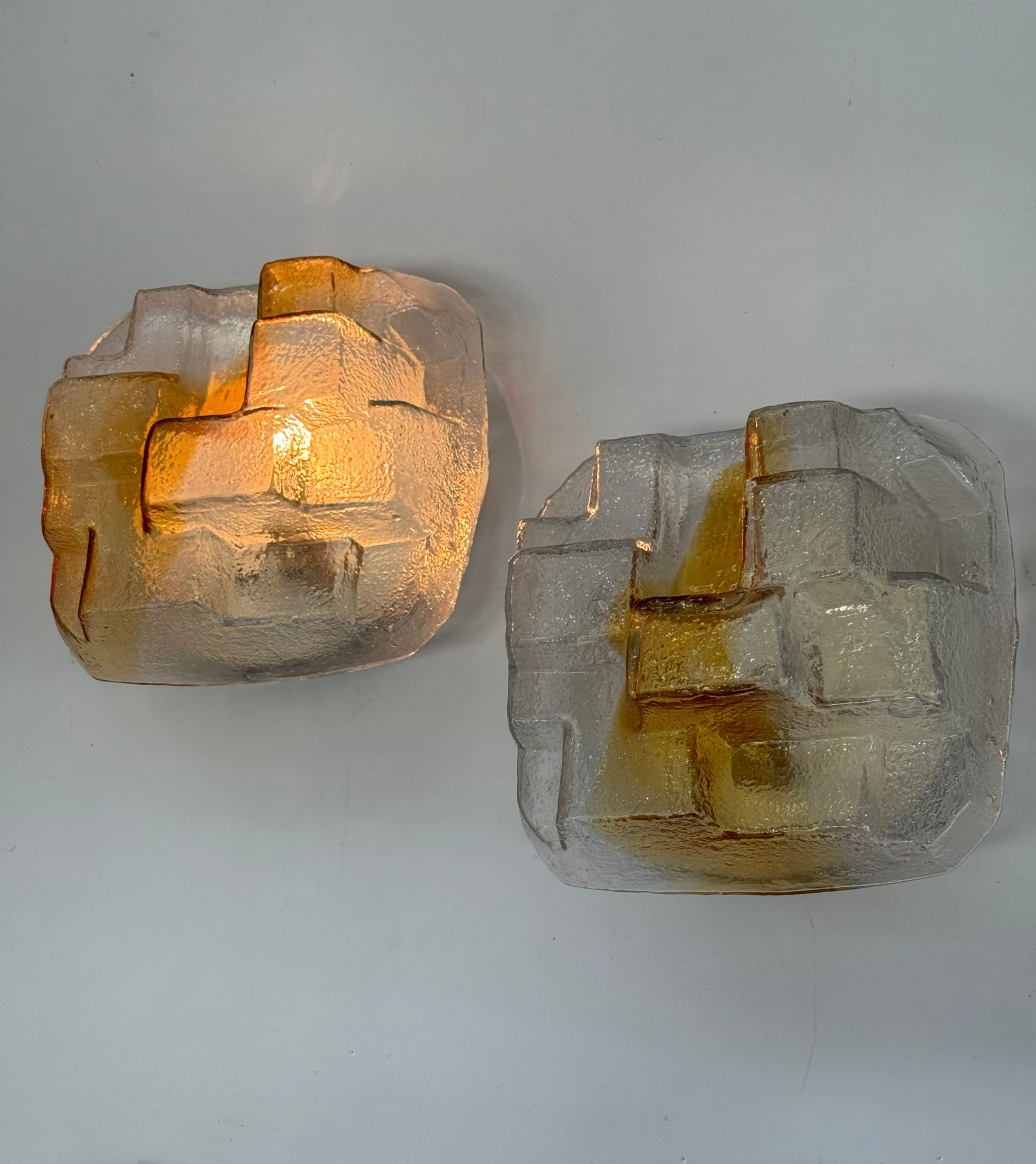 Pair of Italian Murano “Cubo” Wall Lights by Mazzega