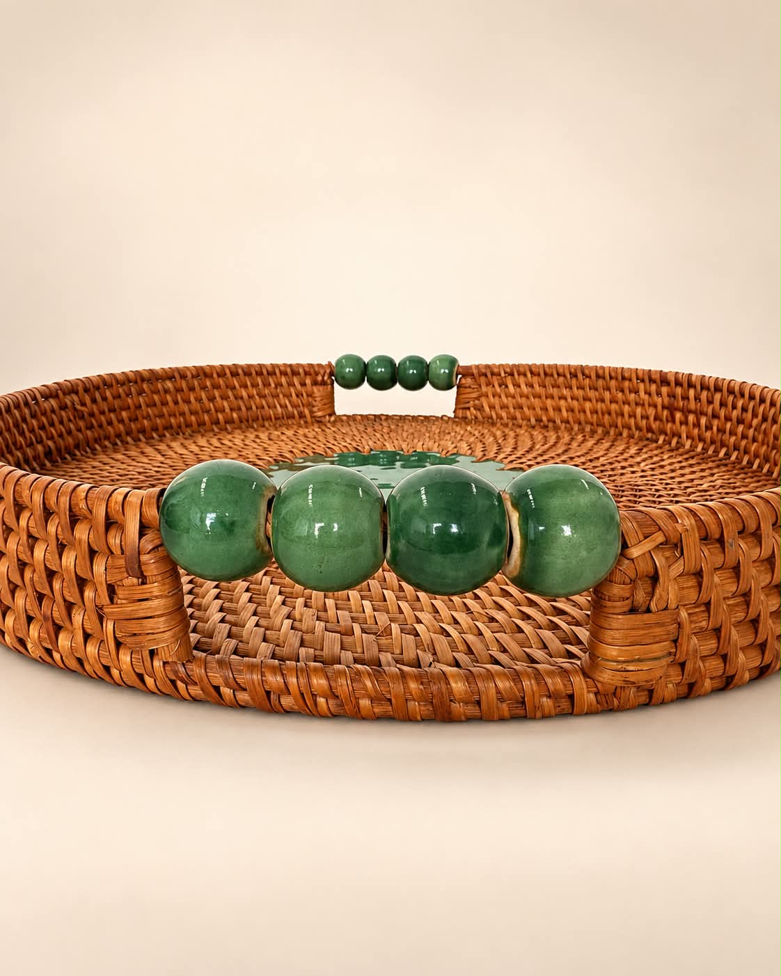 Italian Rattan & Ceramic Tray