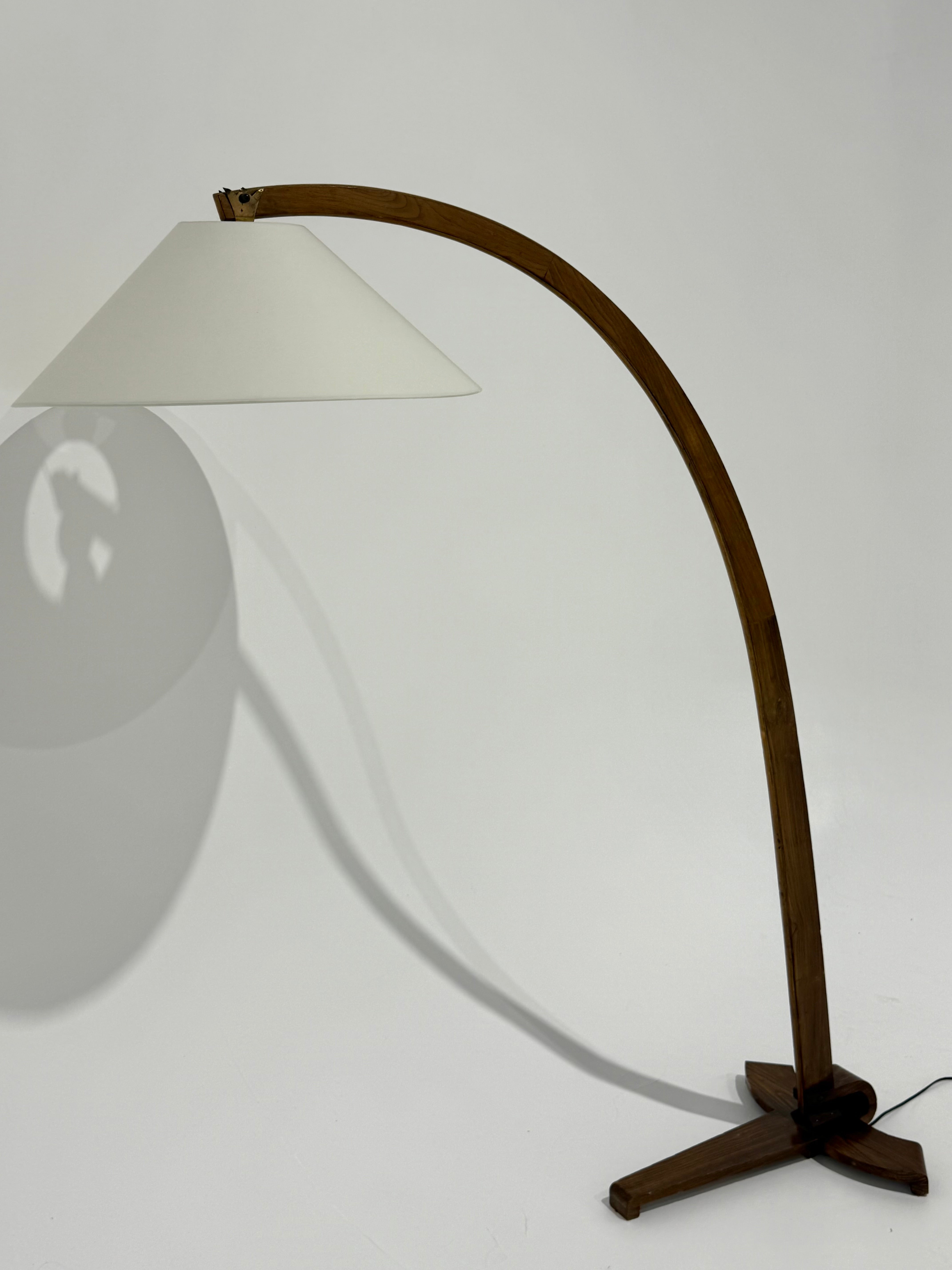Vintage Italian Walnut Arc Floor Lamp