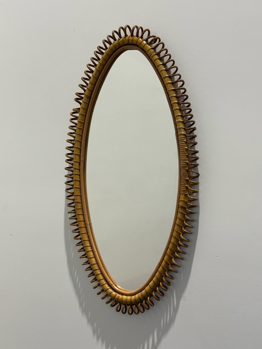 Large Italian Bamboo Mirror by Franco Albini