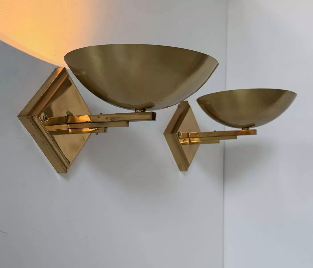 Pair of 1970’s French Brass Wall Lights