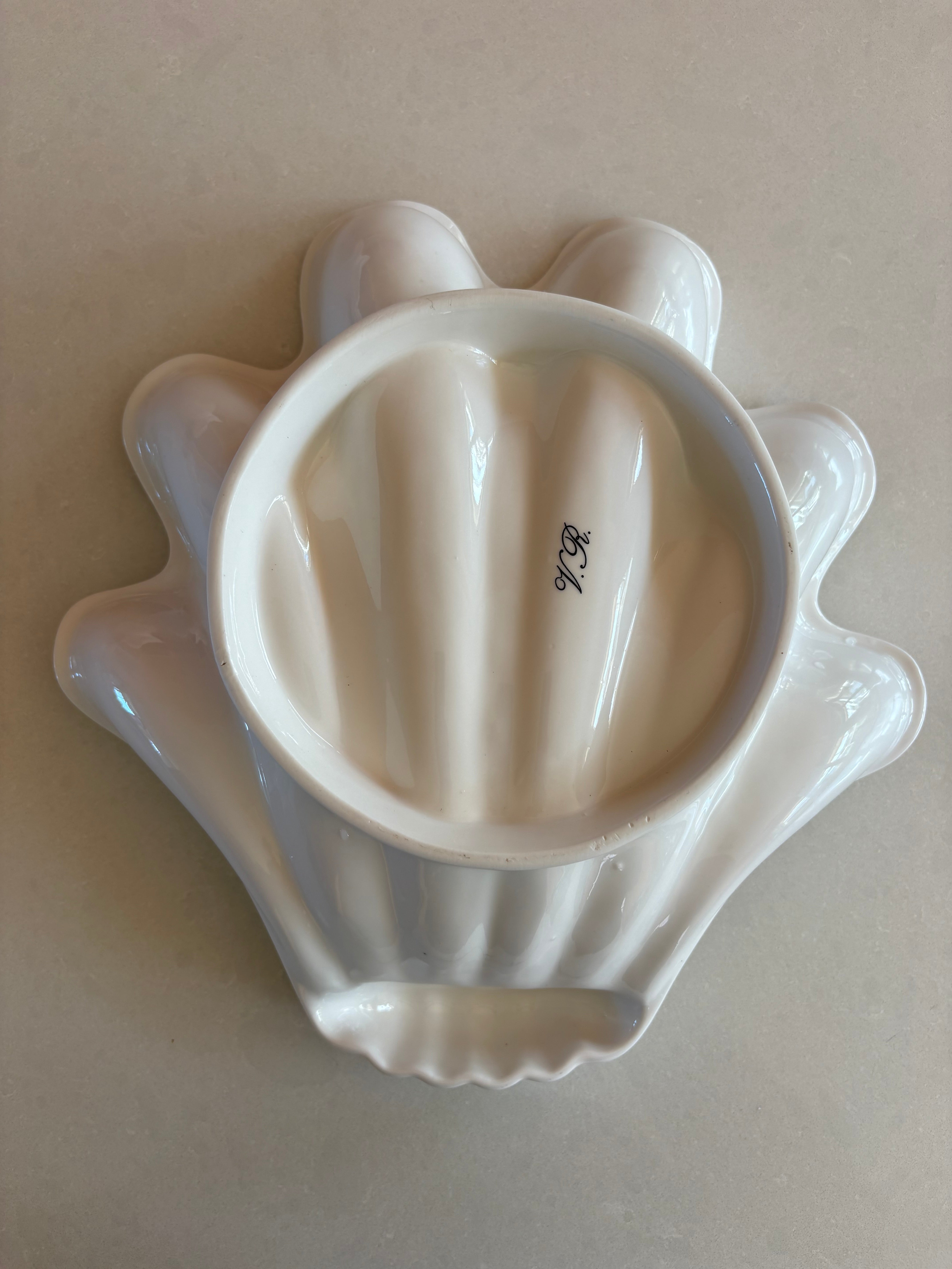 Large Vintage Porcelain Shell Bowl