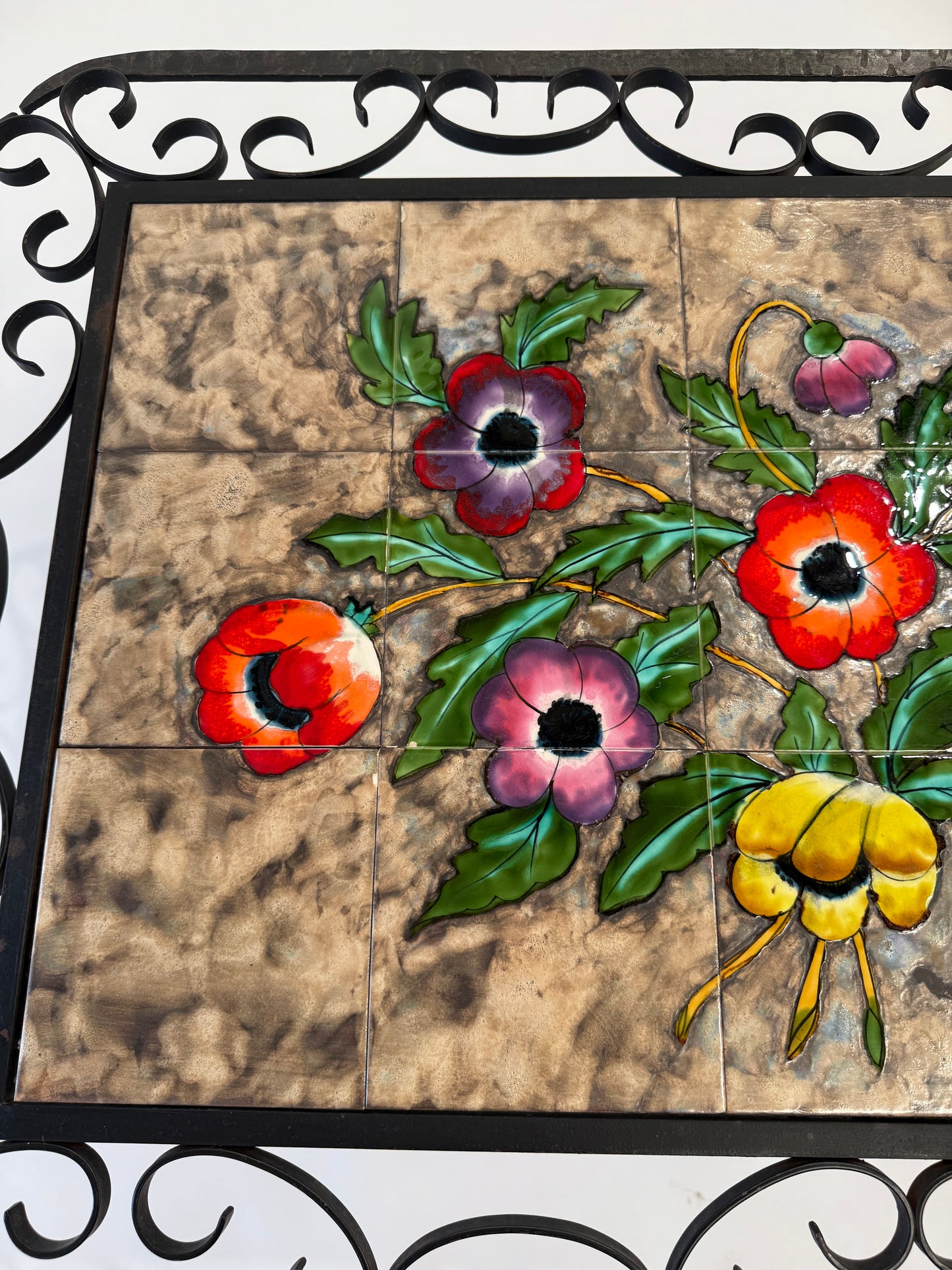 French Wrought Iron Tiled Coffee Table