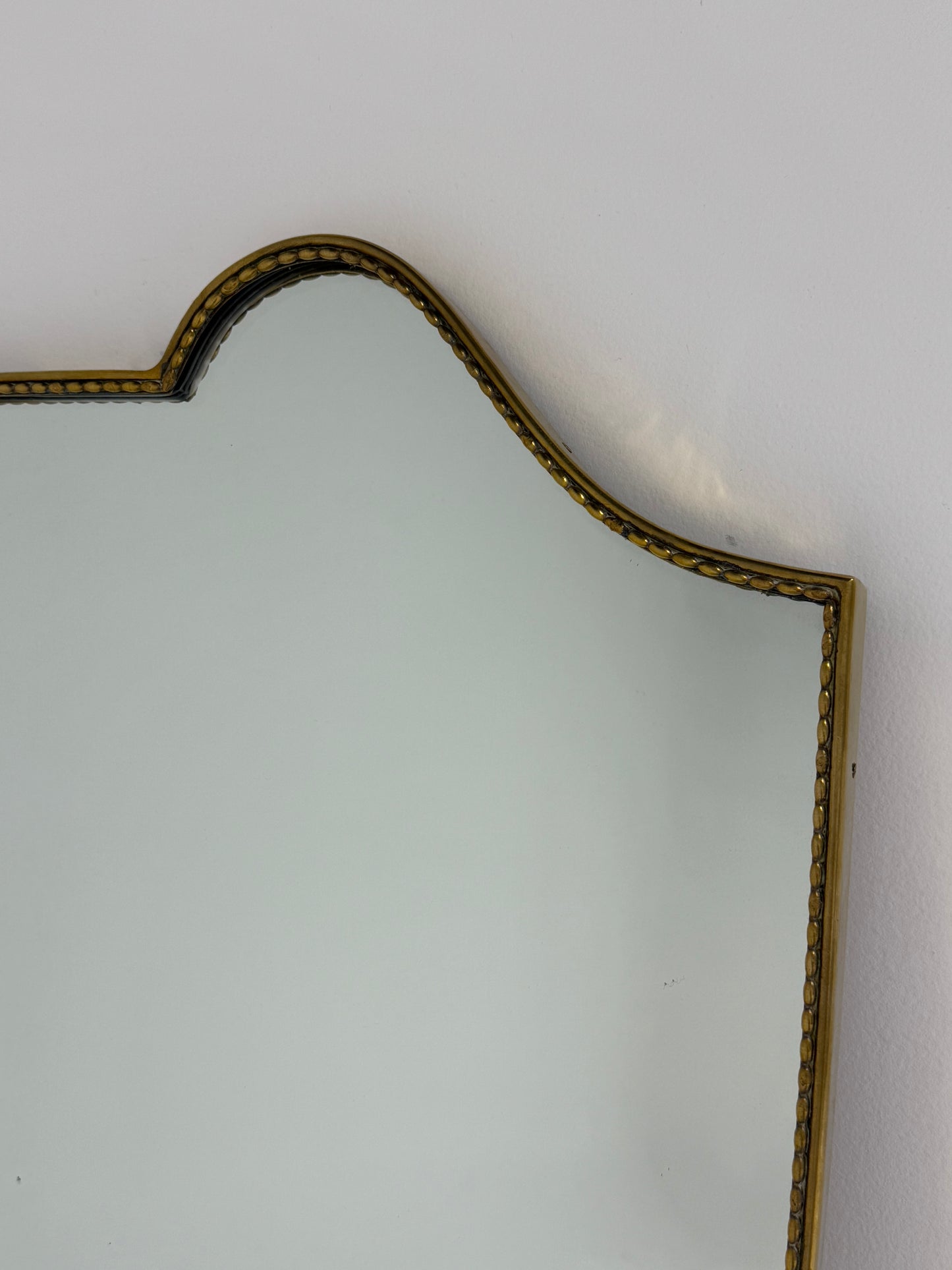 Large Vintage Italian Brass Shield Mirror.
