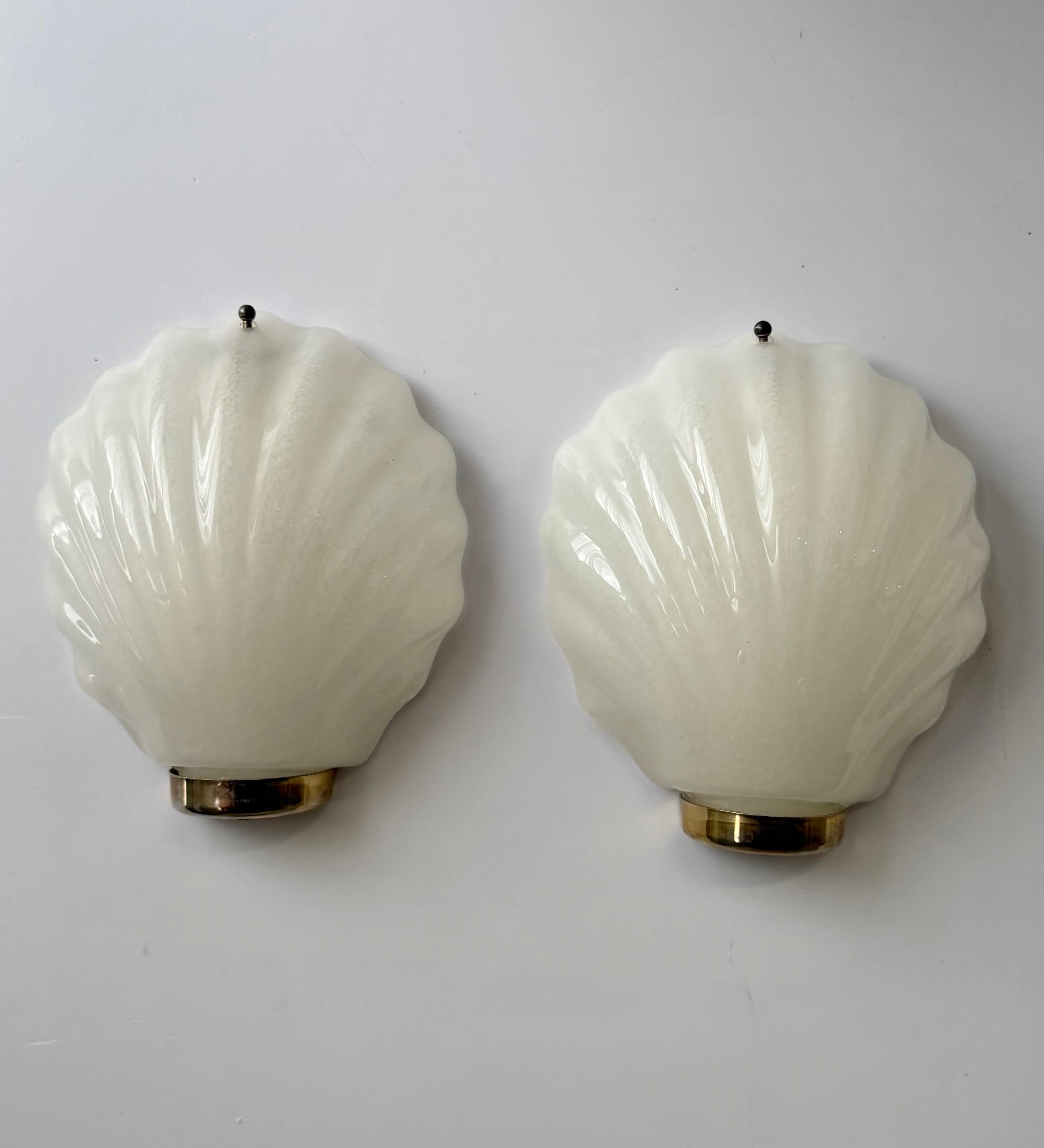 Pair of Murano Glass Shell Wall Lights