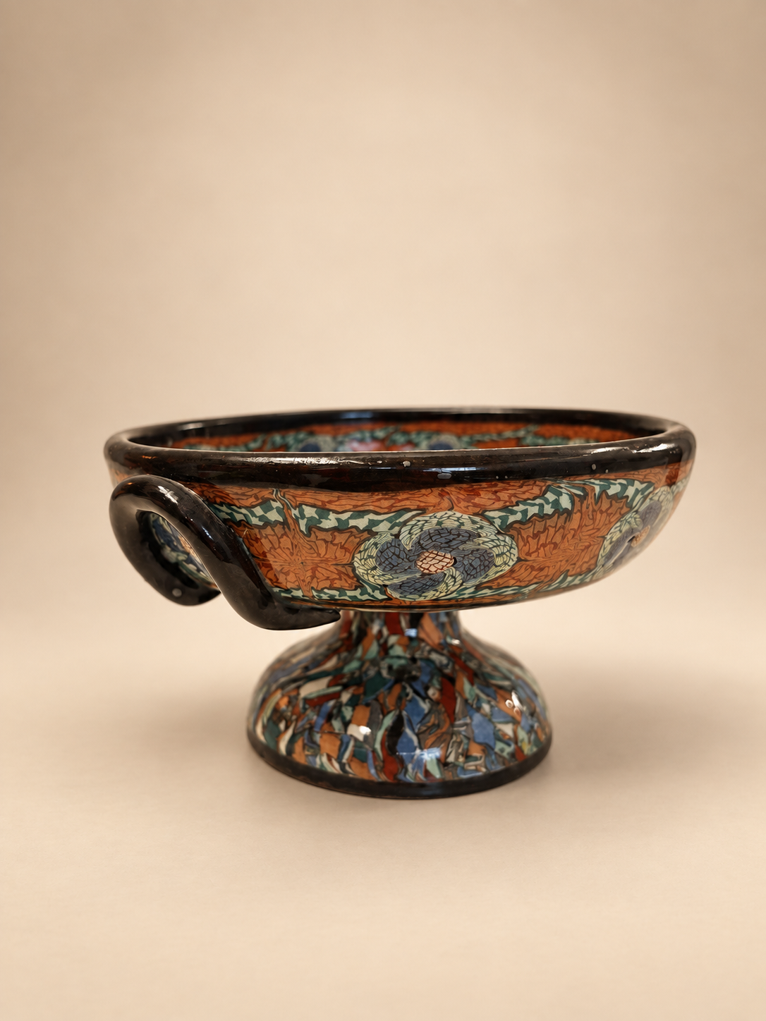 French Mosaic Ceramic Bowl by Jean Gerbino