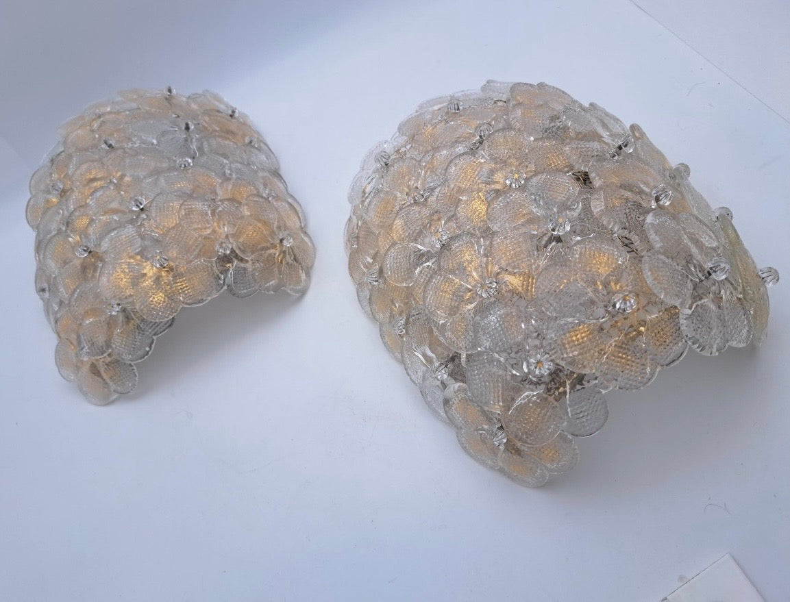 Pair of Murano Flower Wall Lights by Seguso