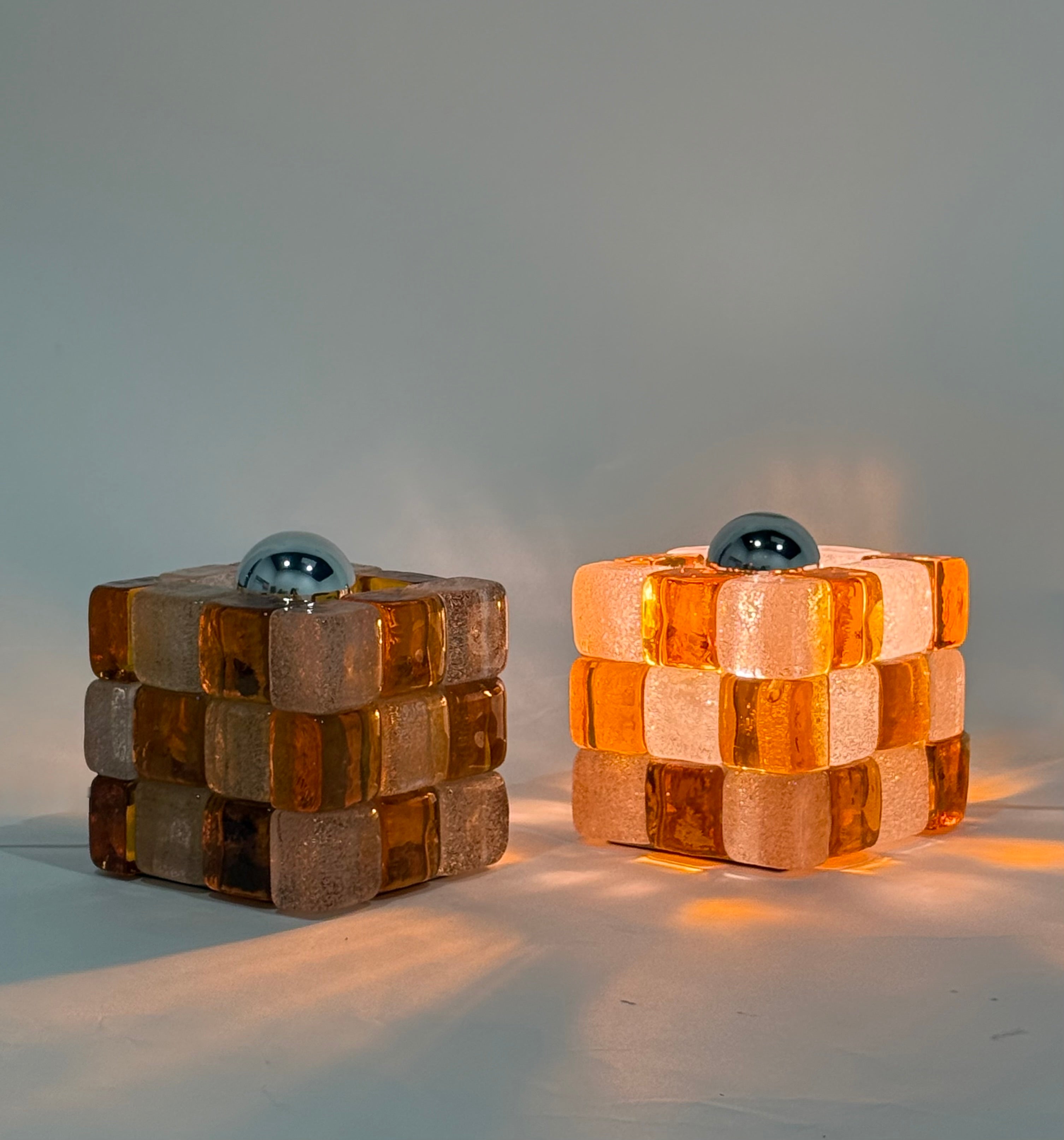 1970’s Murano Cube Table Lamp by Poliarte - Two Available
