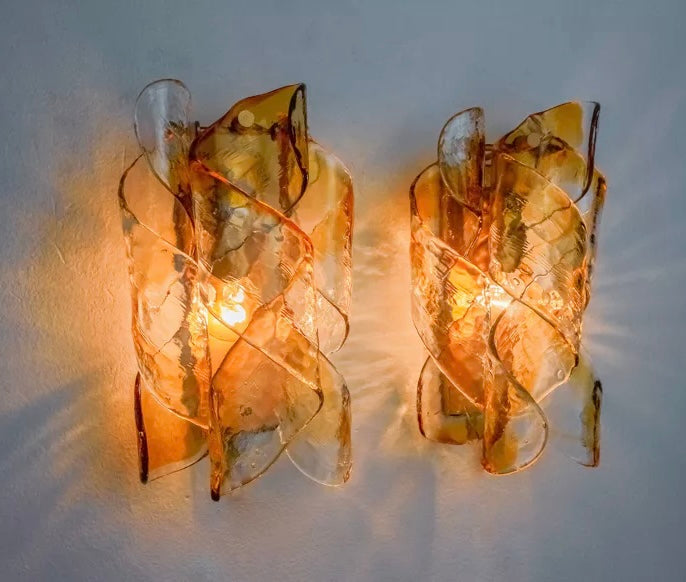 Pair of 1970’s Murano Wall Lights by Mazzega