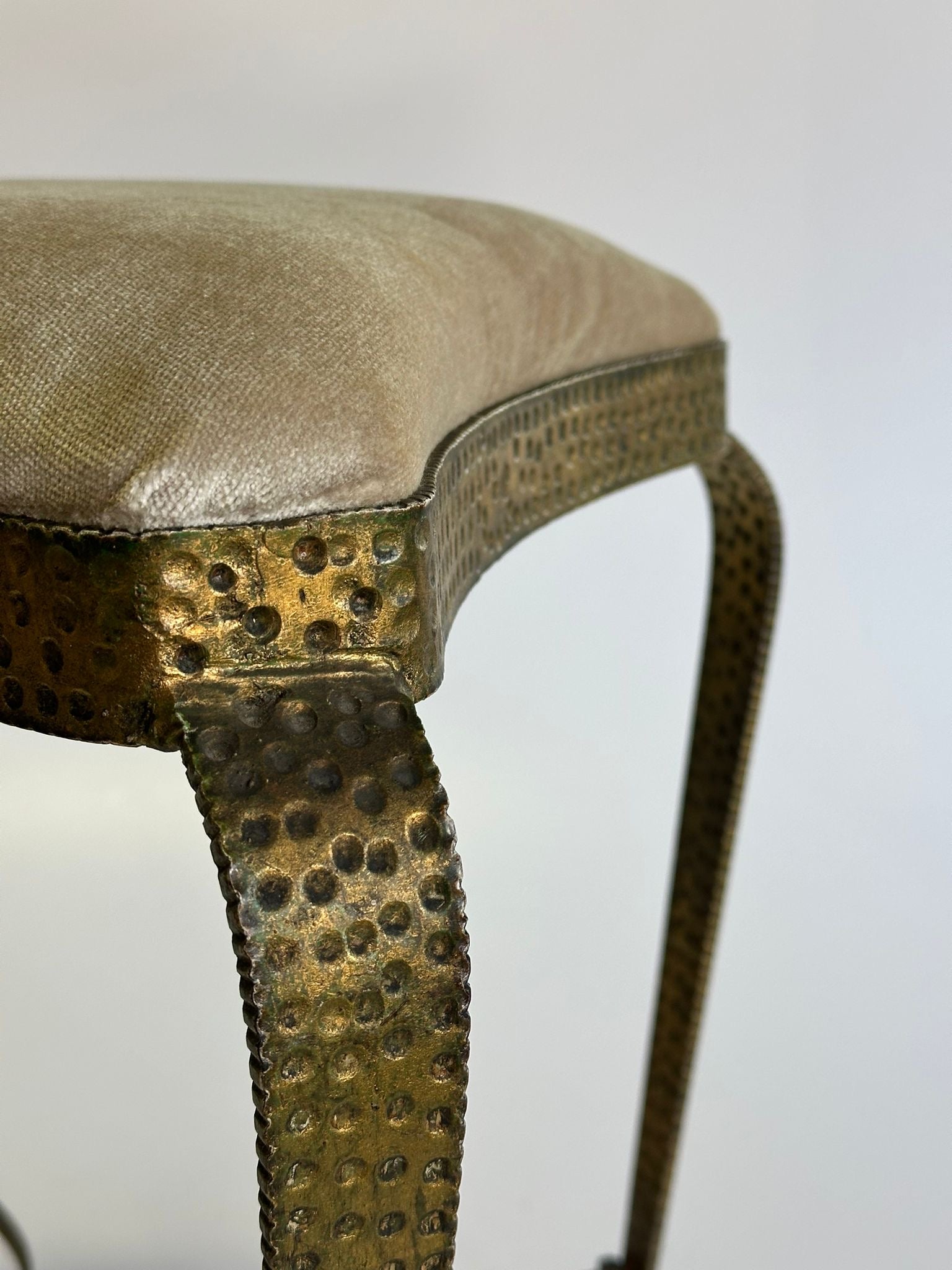 PRE-ORDER: Gilded Iron Stool by Pierluigi Colli - Two Available