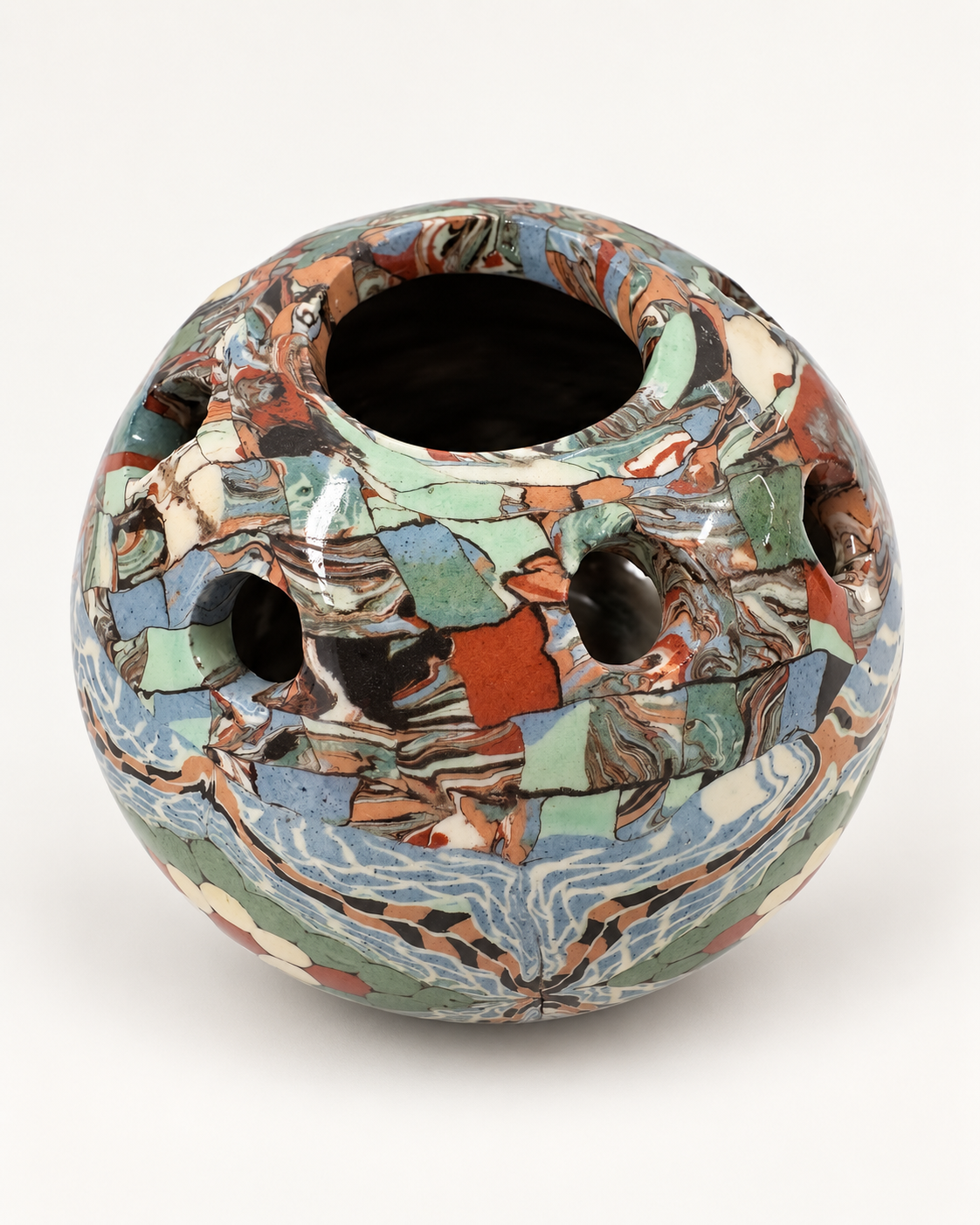 French Mosaic Ceramic Bud Vase by Jean Gerbino