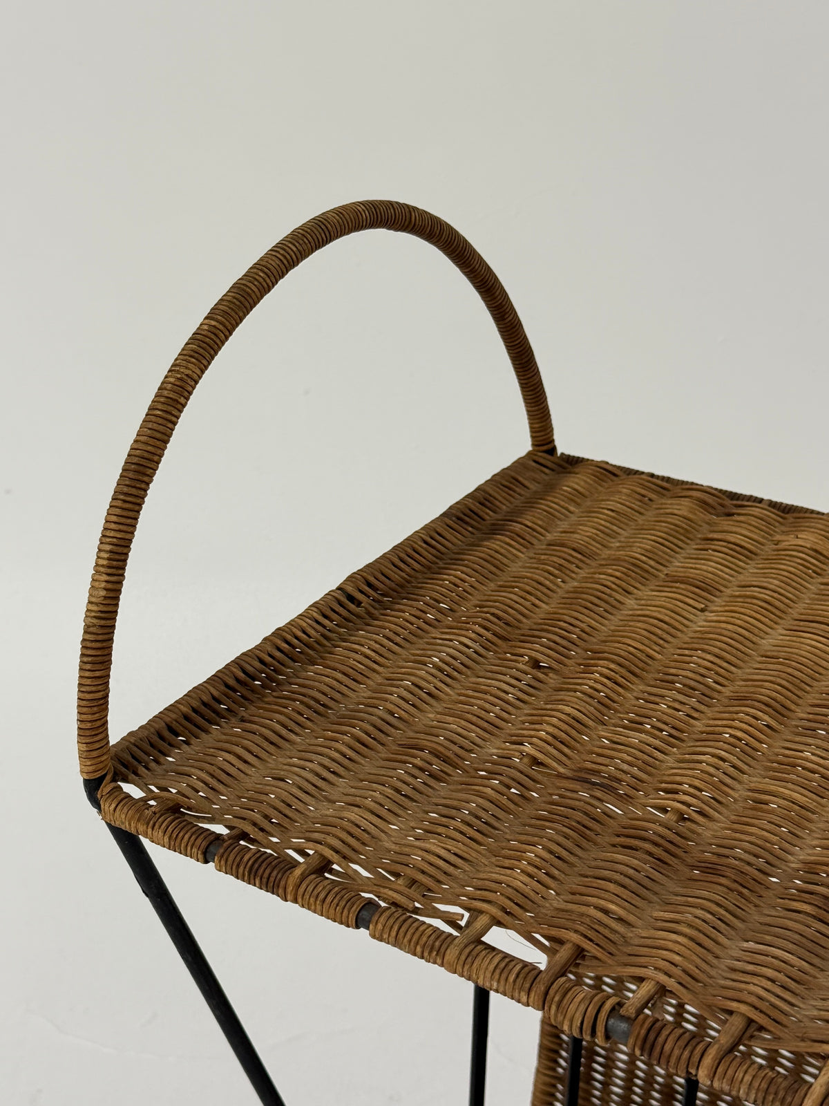 1950’s French Wicker Magazine Holder by Raoul Guys