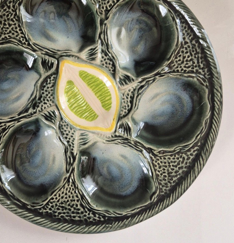 Antique French Ceramic Oyster Plate - 6 Available