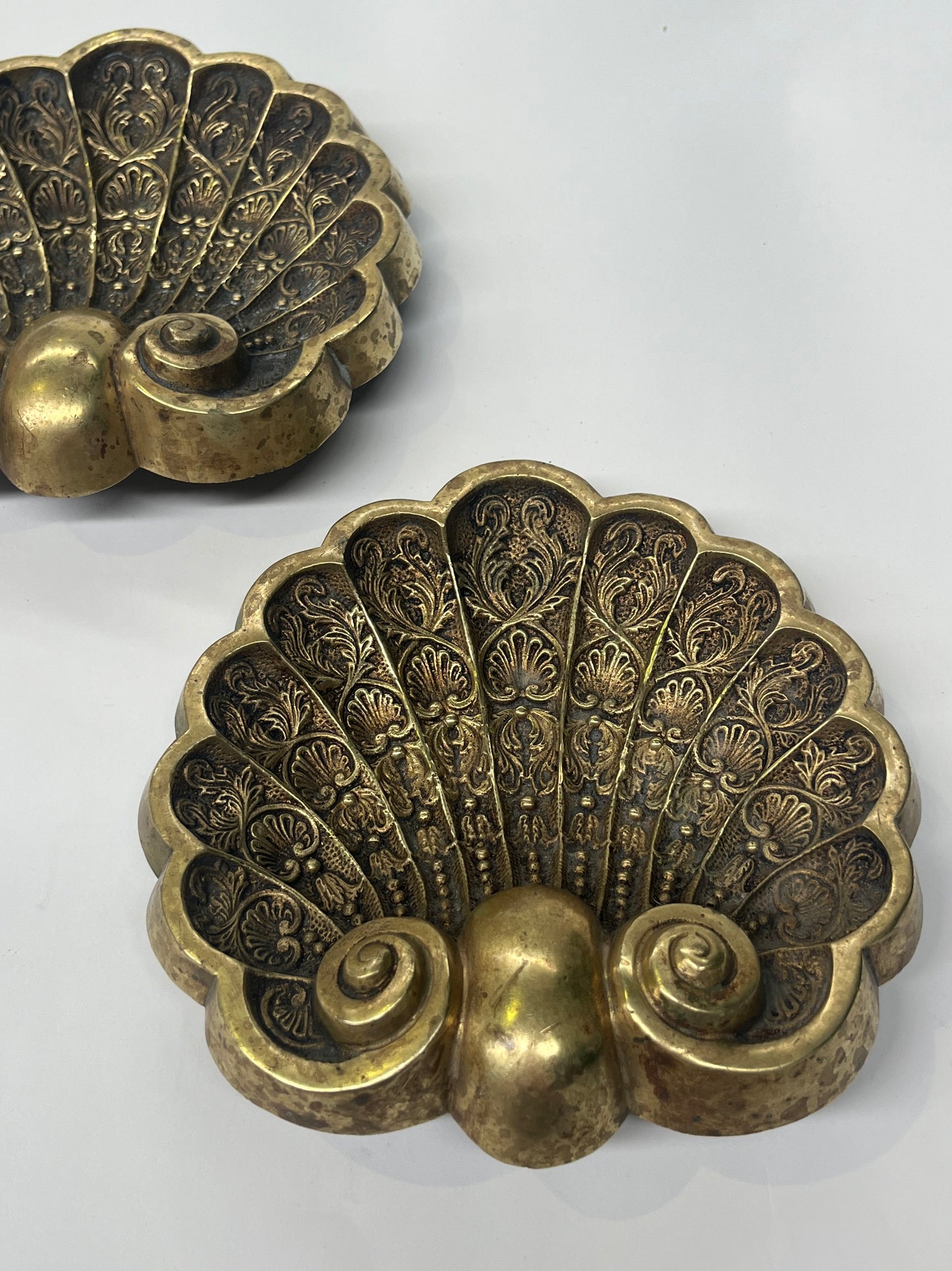 Vintage Brass Shell Wall Hanging - Two Available