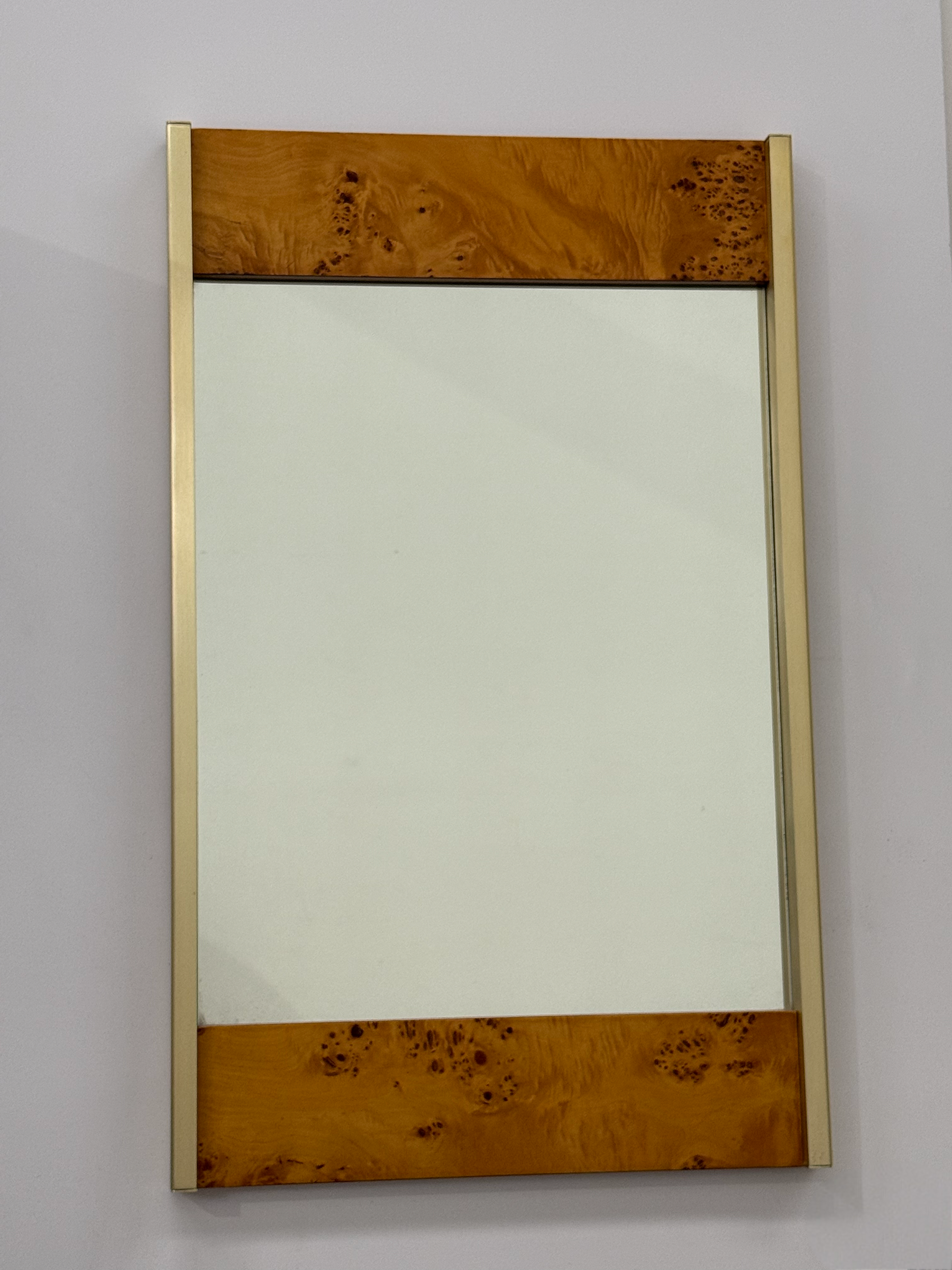 Italian Briar Wood & Brass  Mirror