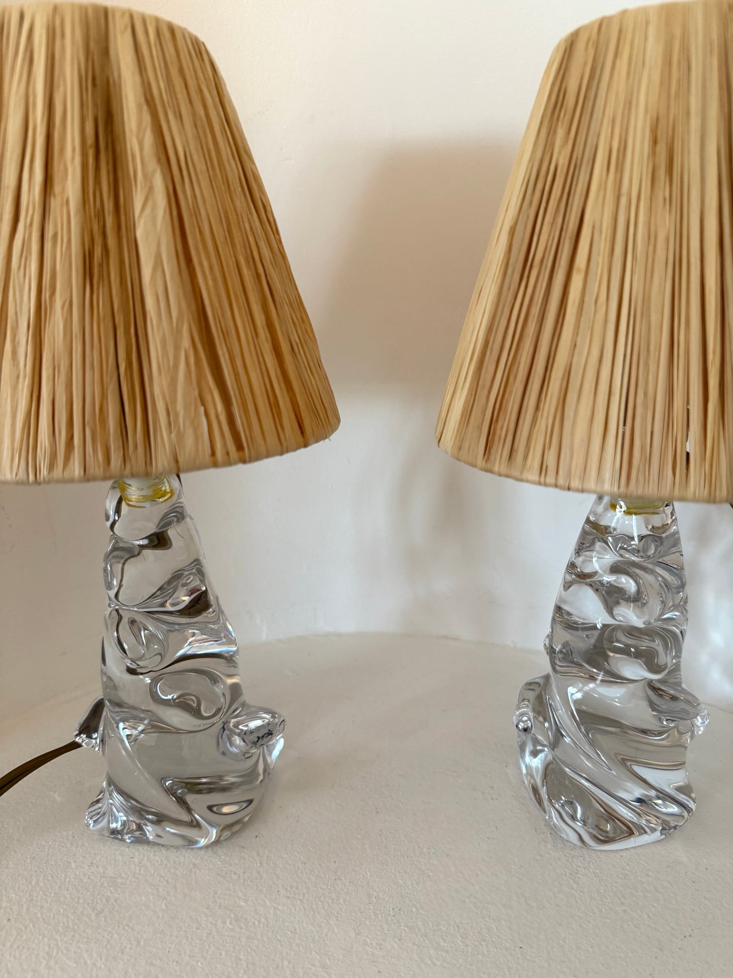 Pair of Antique French Crystal Lamps by Charles Schneider