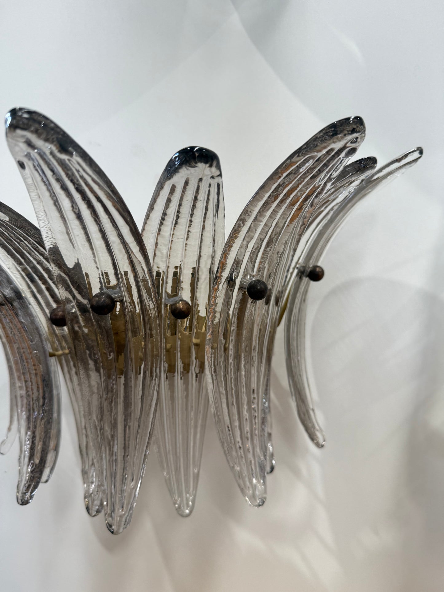 Pair of Murano Smoked Glass Palmette Wall Lights