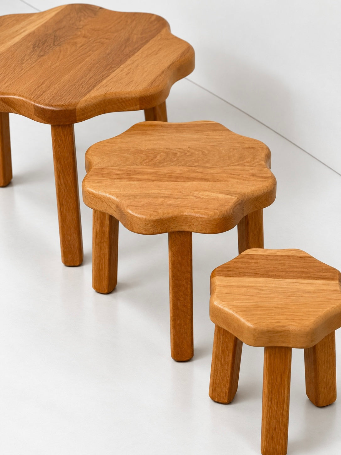 PRE-ORDER: Trio of 1970’s  Oak Nesting Tables