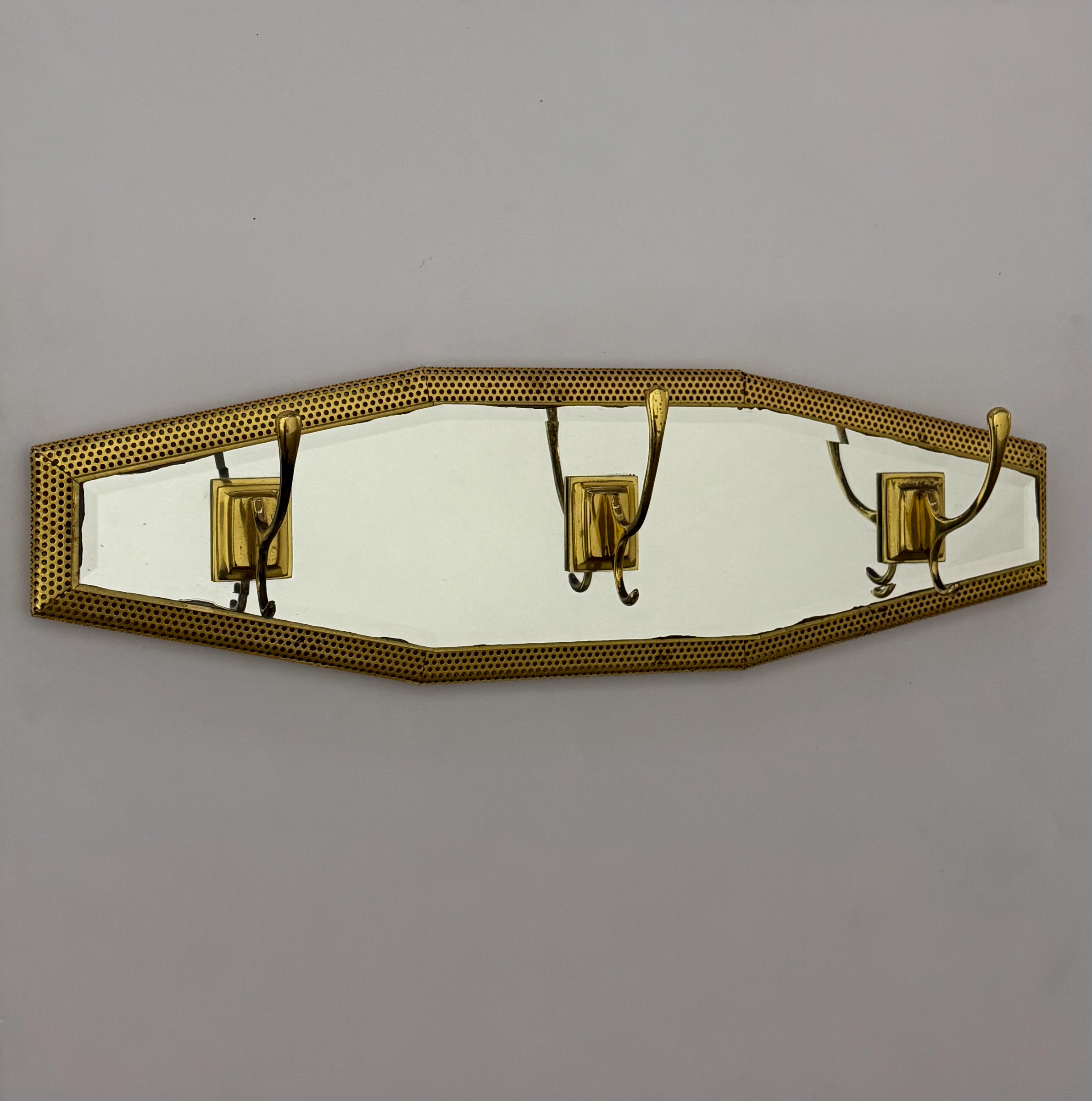 Vintage Perforated Brass Coat Rack