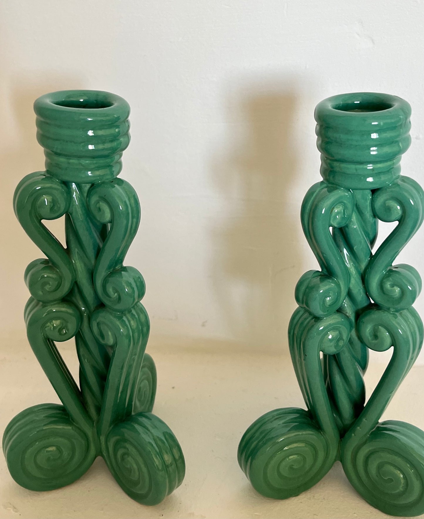 Pair of French Ceramic Candle Holders secon.di