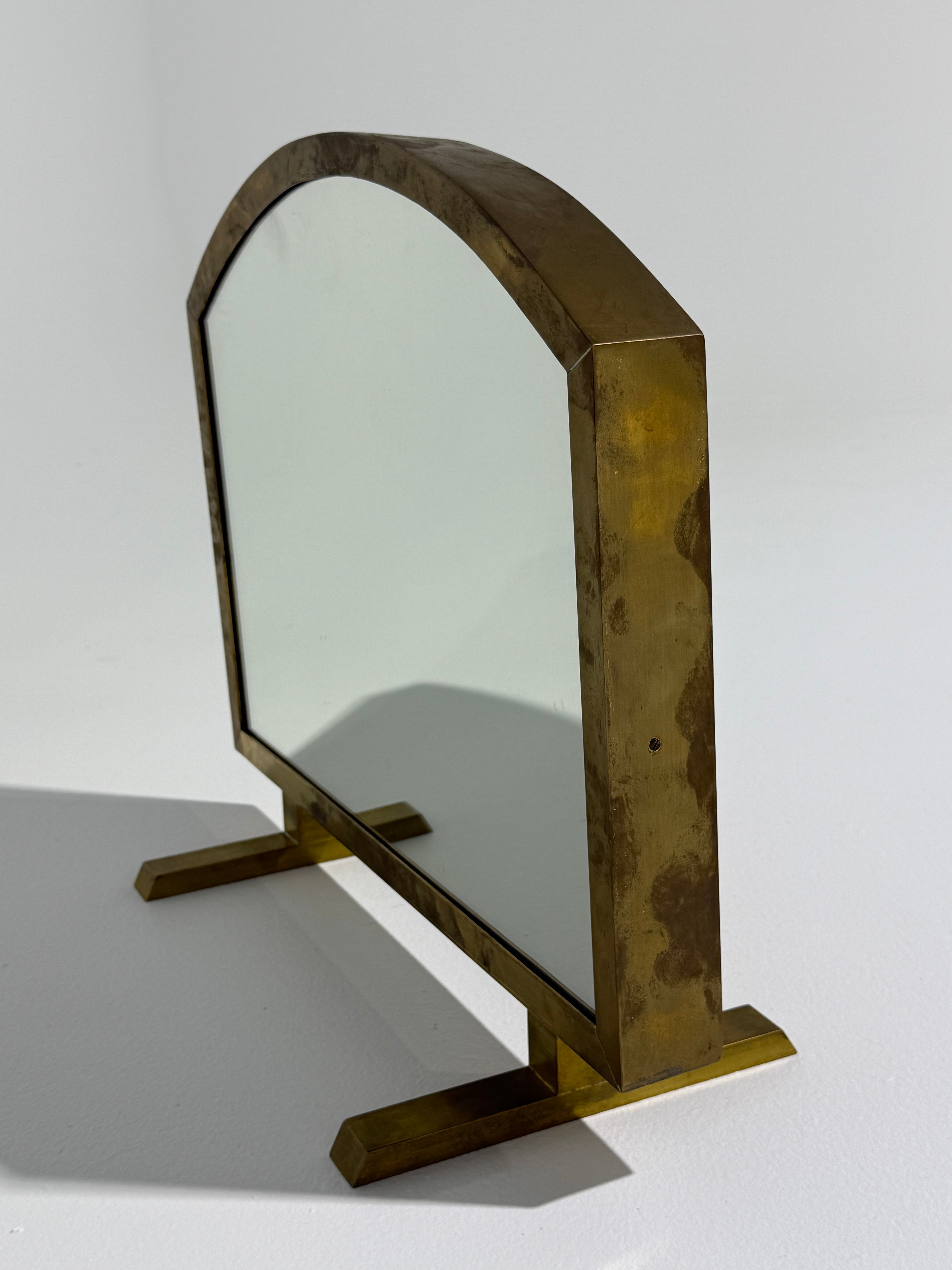 Vintage Italian Brass Vanity or Table Mirror