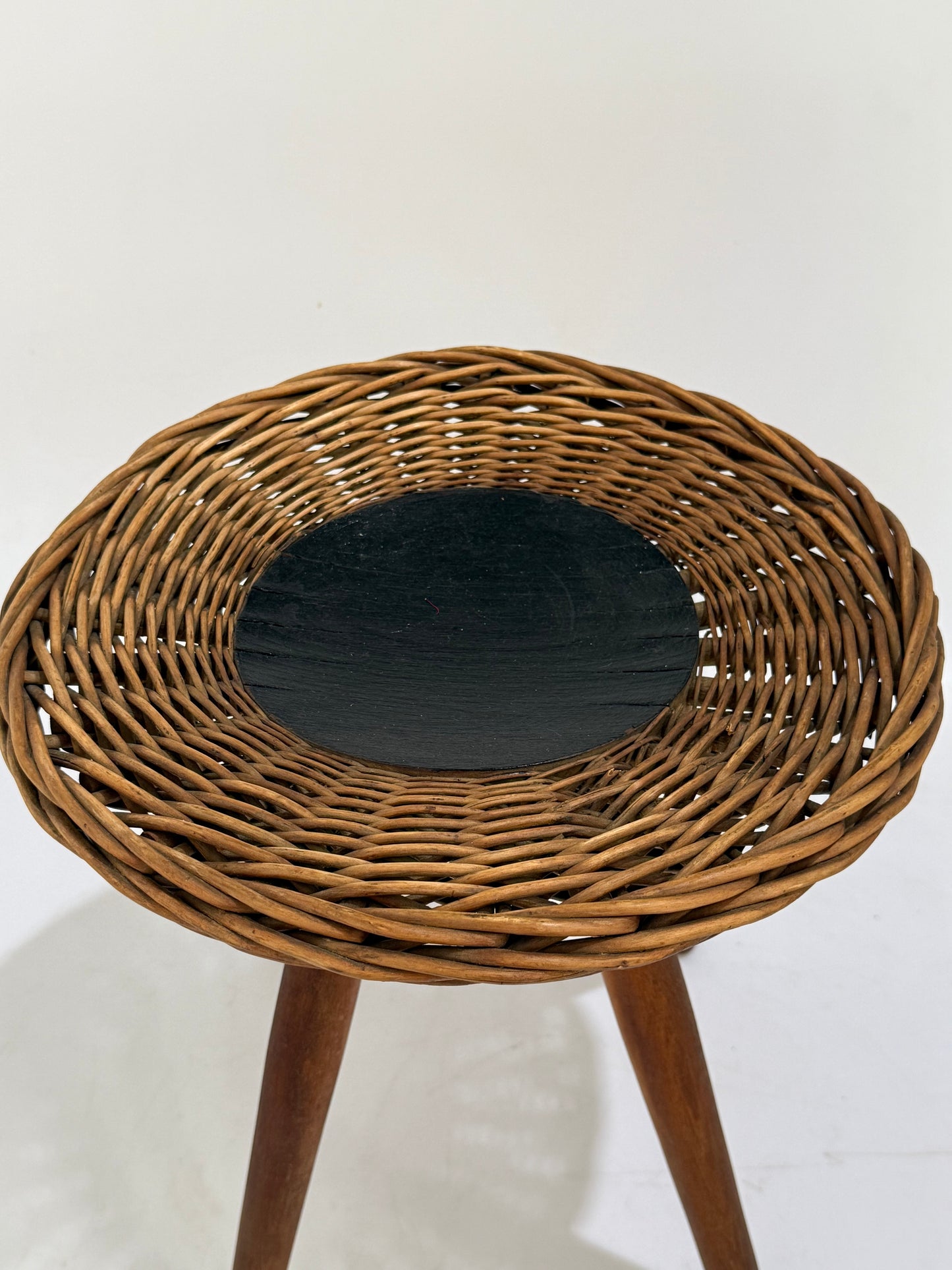 Vintage Wicker Stool by Jan Kalous